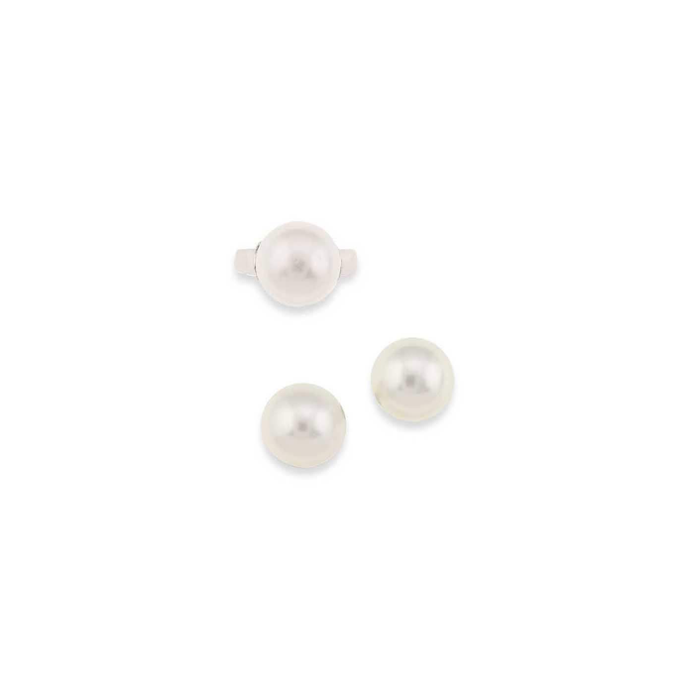 A pair of cultured pearl earrings and a ring