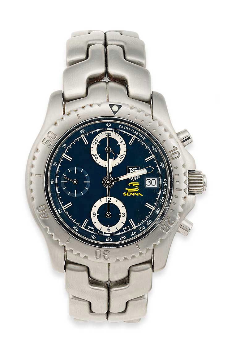 A special edition "Ayrton Senna" stainless steel, automatic chronograph wristwacth, by TAG Heuer