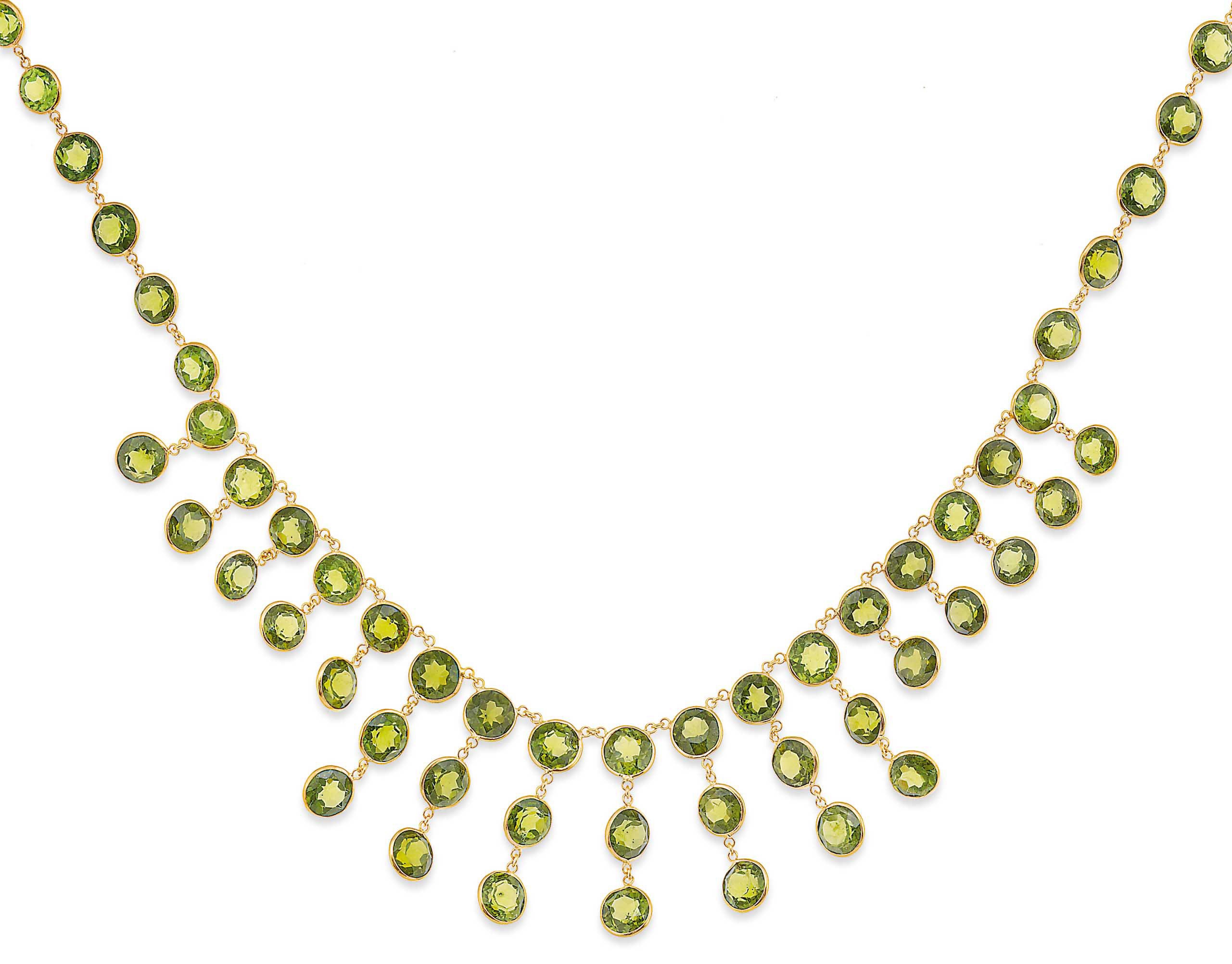 An 18ct. gold and peridot necklace
