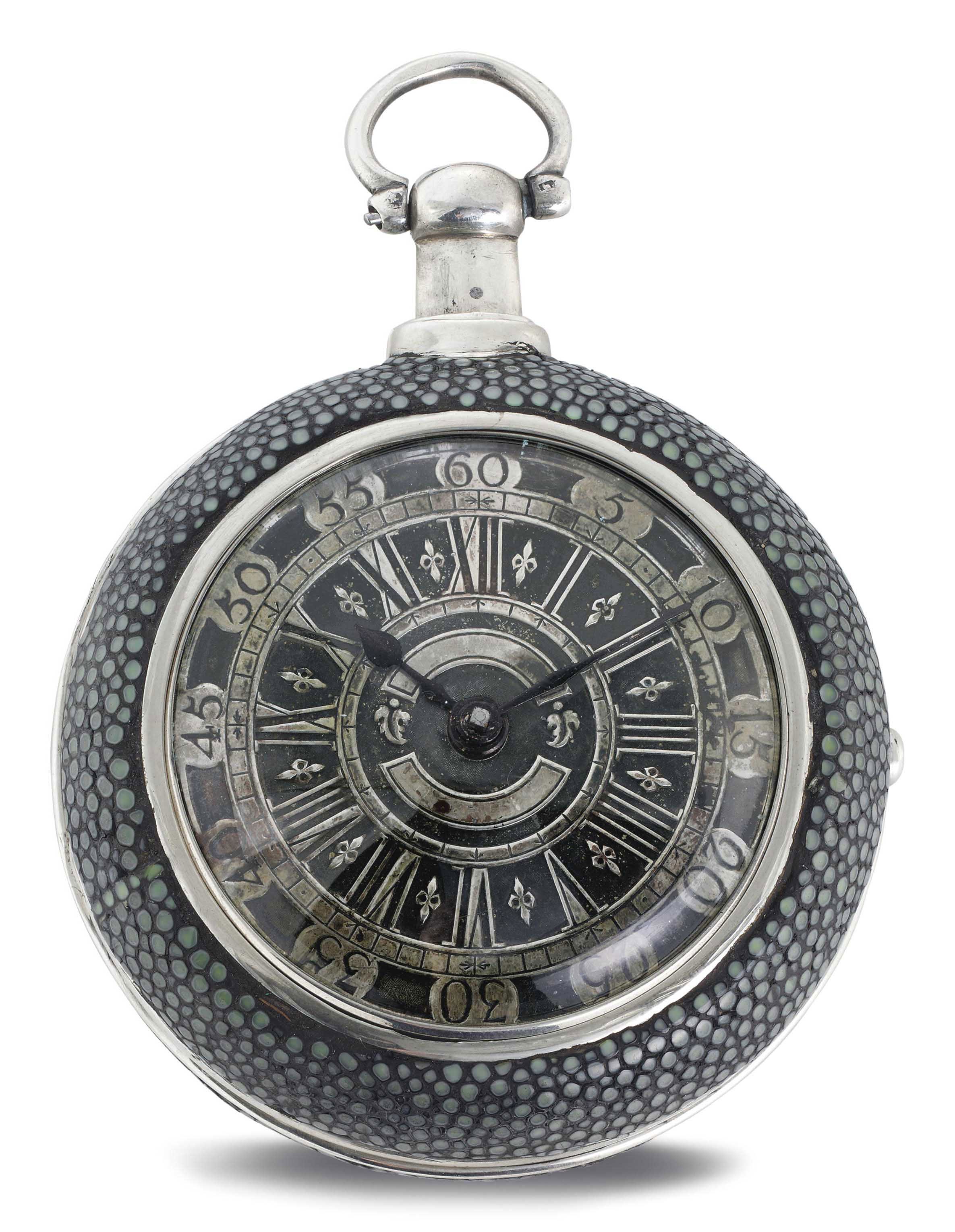 MATTHEW & THOMAS DUTTON. A REPEATING VERGE WATCH WITH ASSOCIATED SHAGREEN CASE