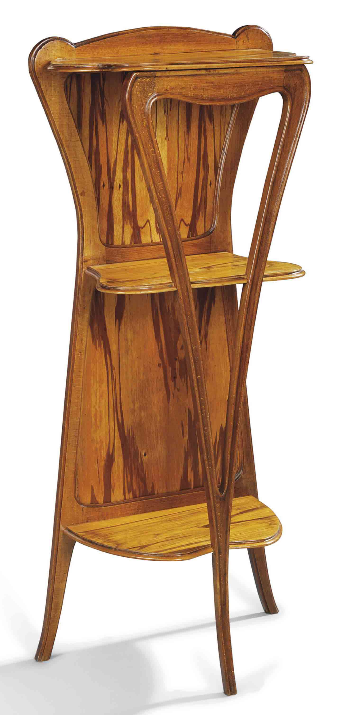 A PAUL GUTH ART NOUVEAU ZEBRANO AND OAK ETAGÉRE