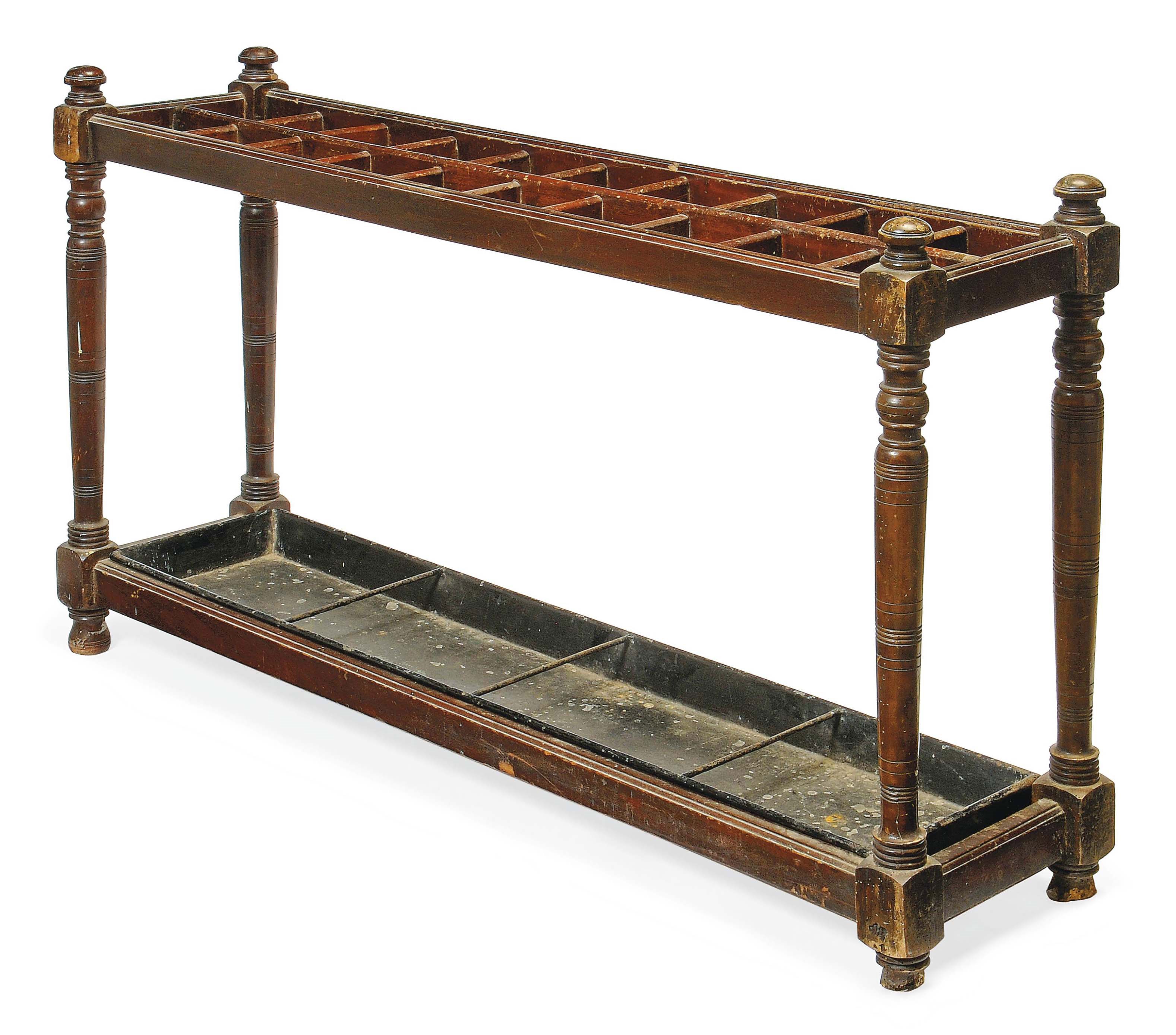 A VICTORIAN STAINED BEECH AND MAHOGANY UMBRELLA STAND