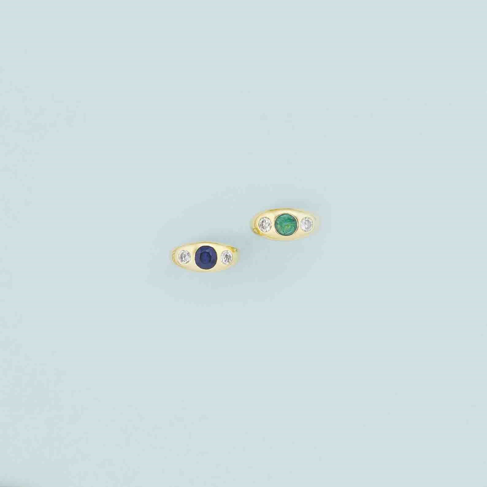 Two diamond and gem rings