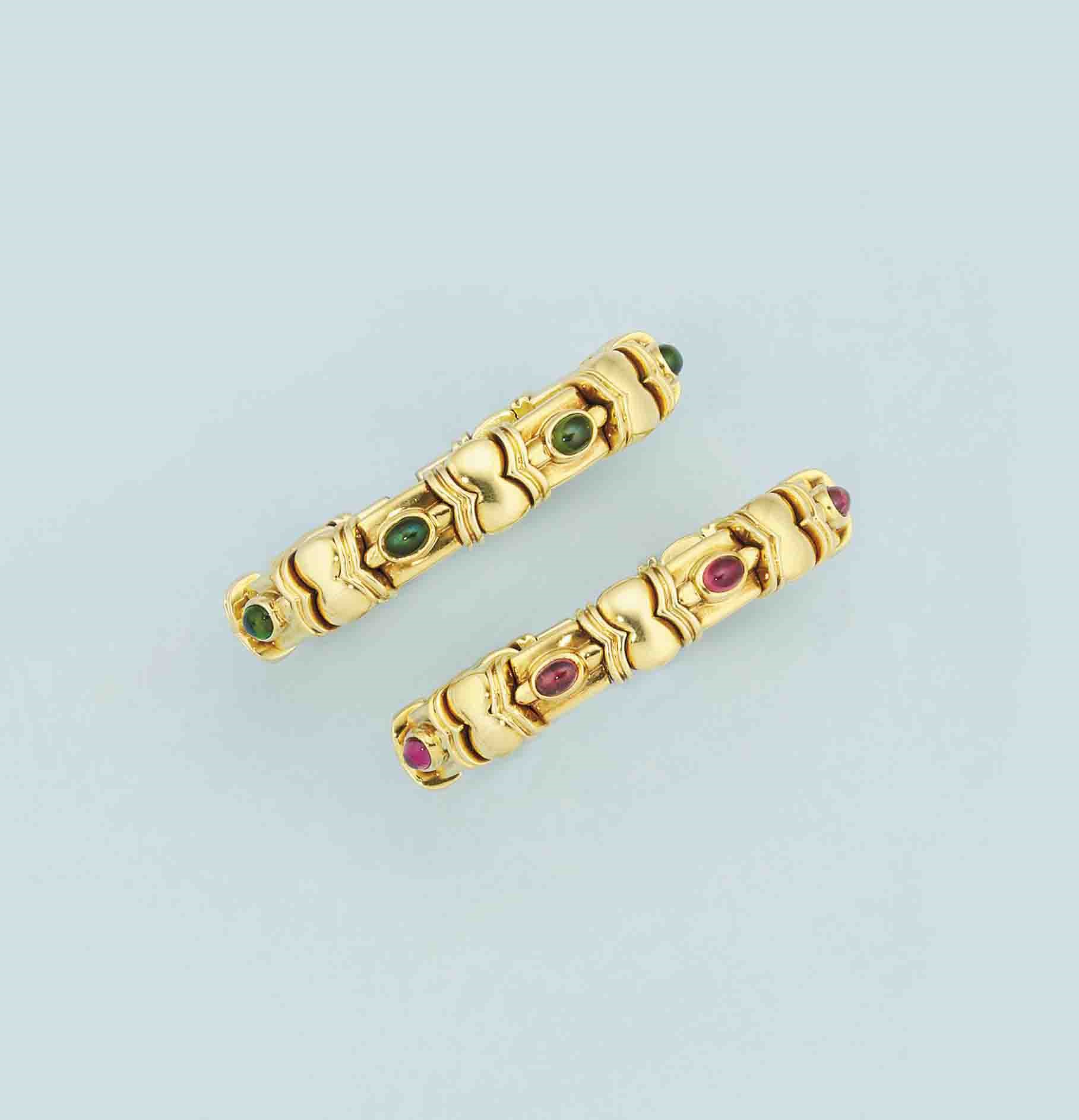 Two tourmaline-set bangles