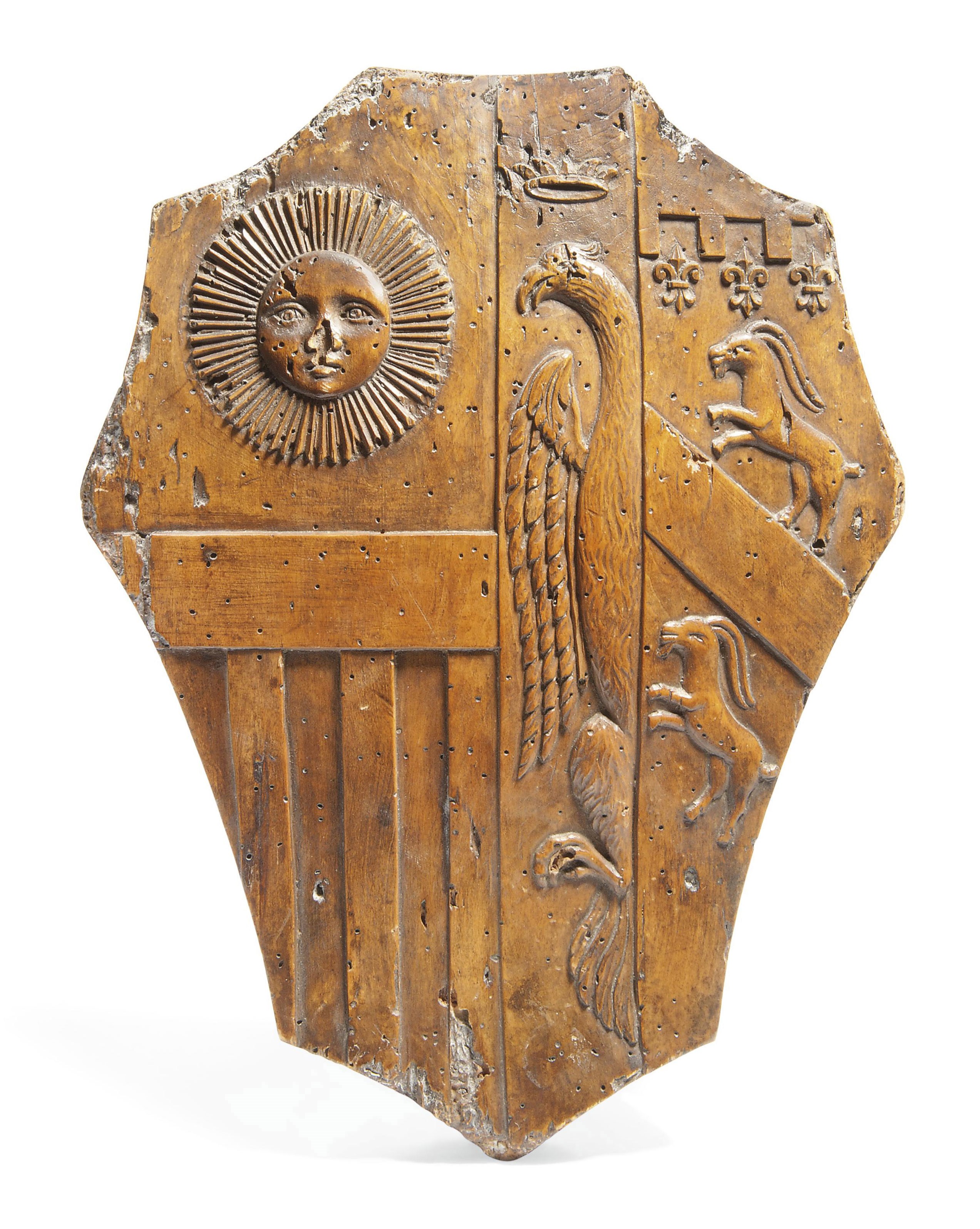 A CONTINENTAL FRUITWOOD COAT-OF-ARMS