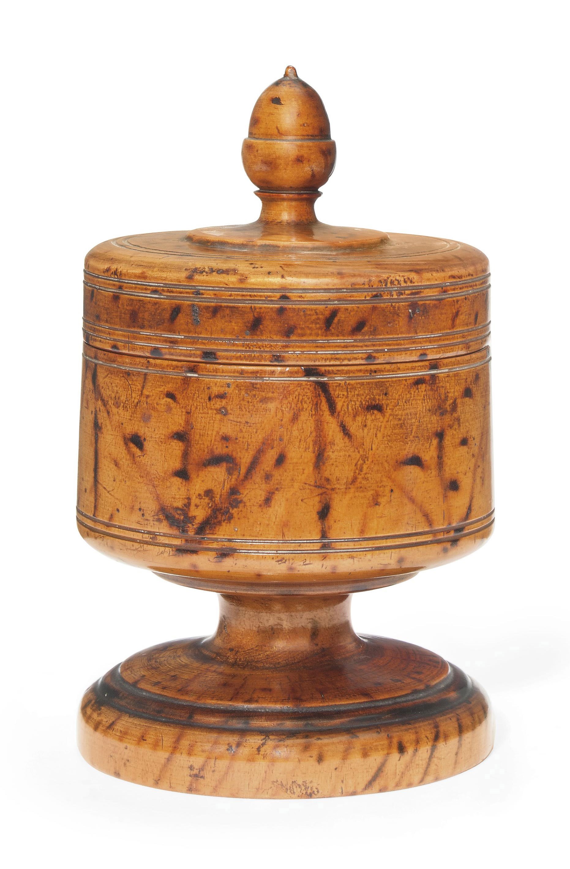 A TREEN TOBACCO JAR