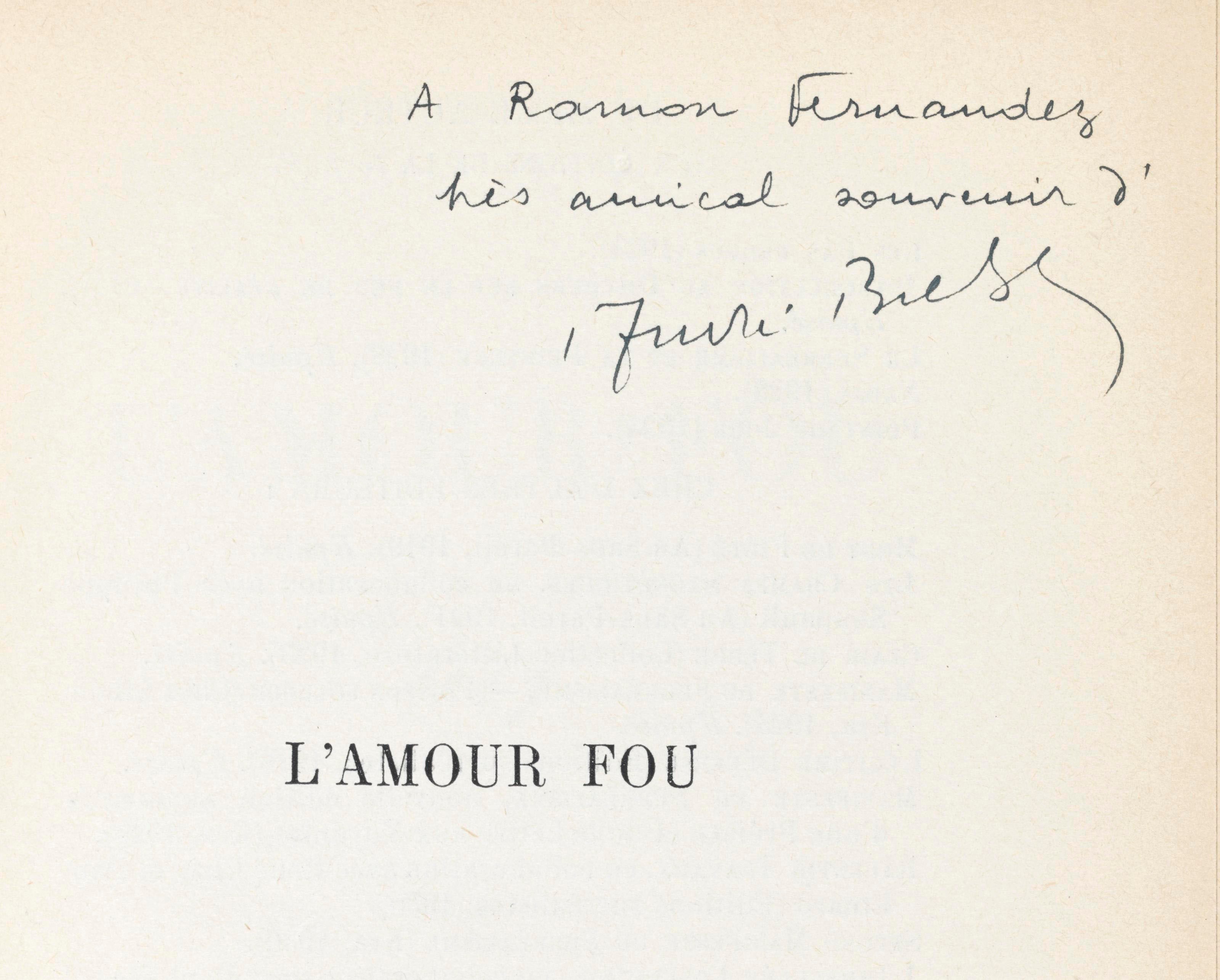 BRETON, André (1896-1966). L'amour fou.  Paris: Gallimard, 1937.