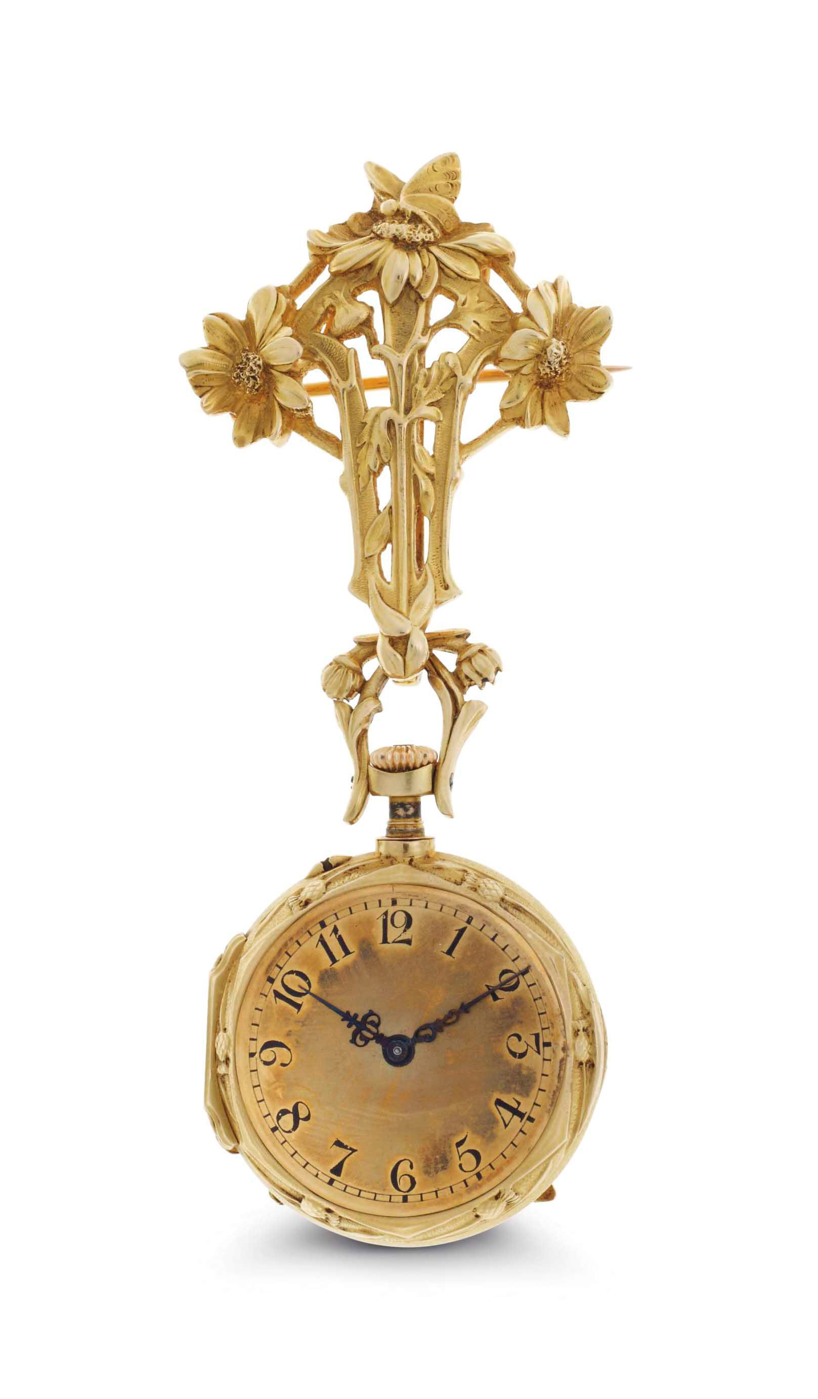 Swiss. An Attractive 18k Gold And Opal Art Nouveau Openface Keyless Lever Pendant Watch