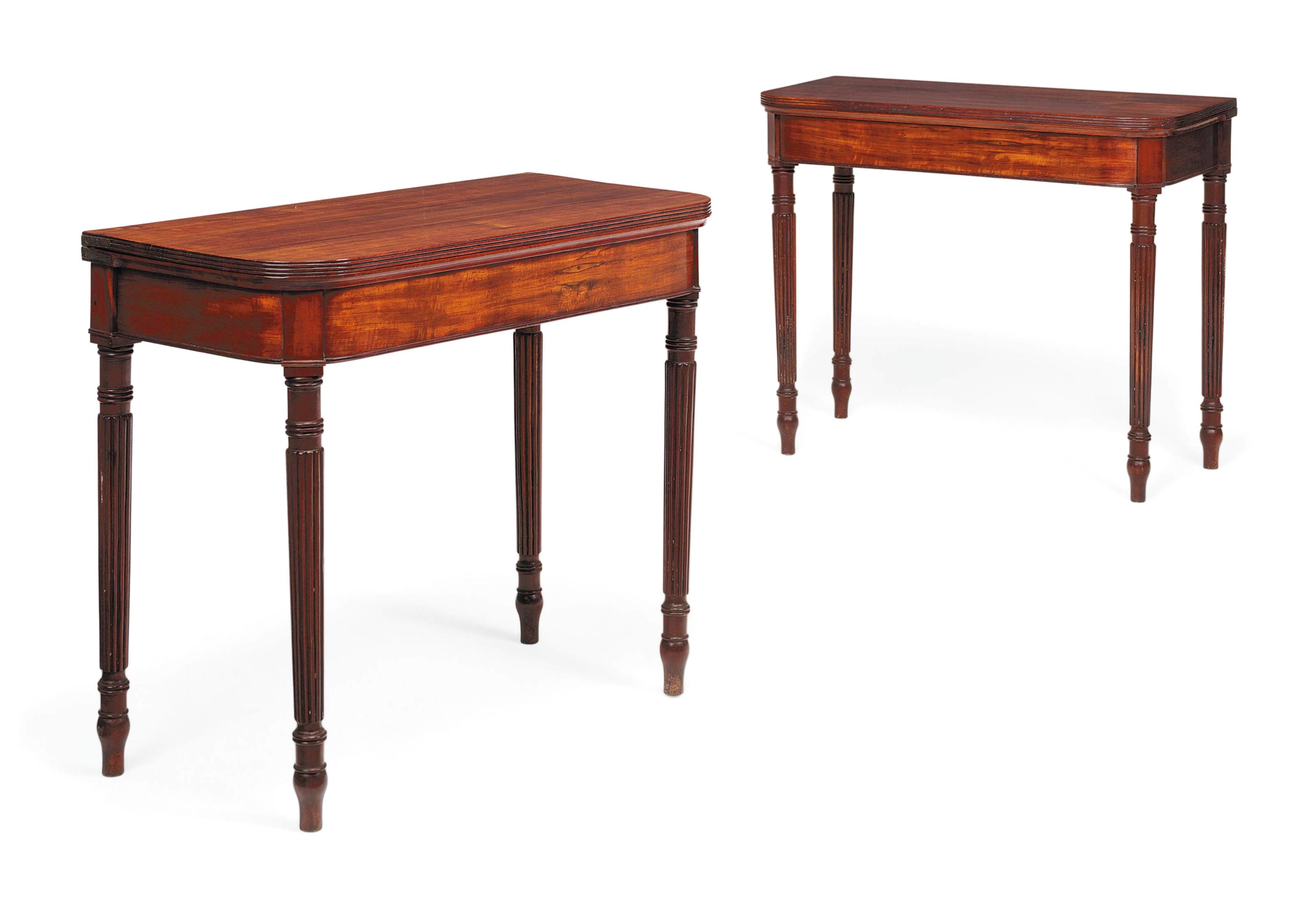 A PAIR OF PORTUGUESE MAHOGANY CARD TABLES
