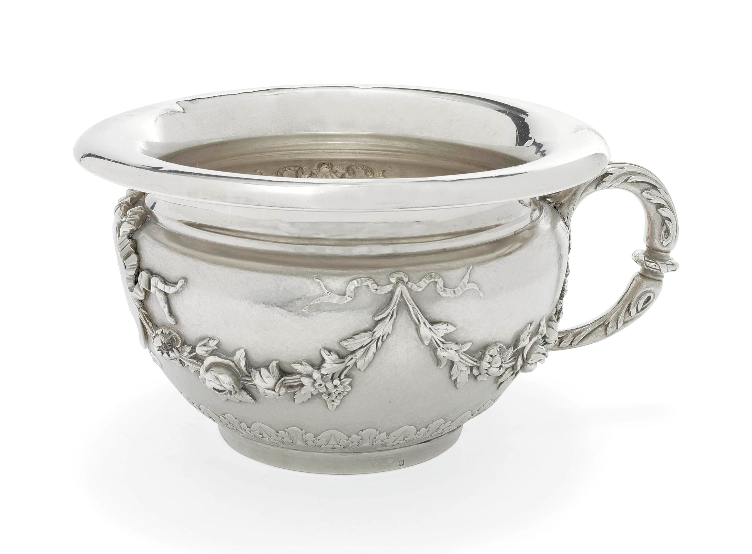 A FRENCH SILVER CHAMBER-POT