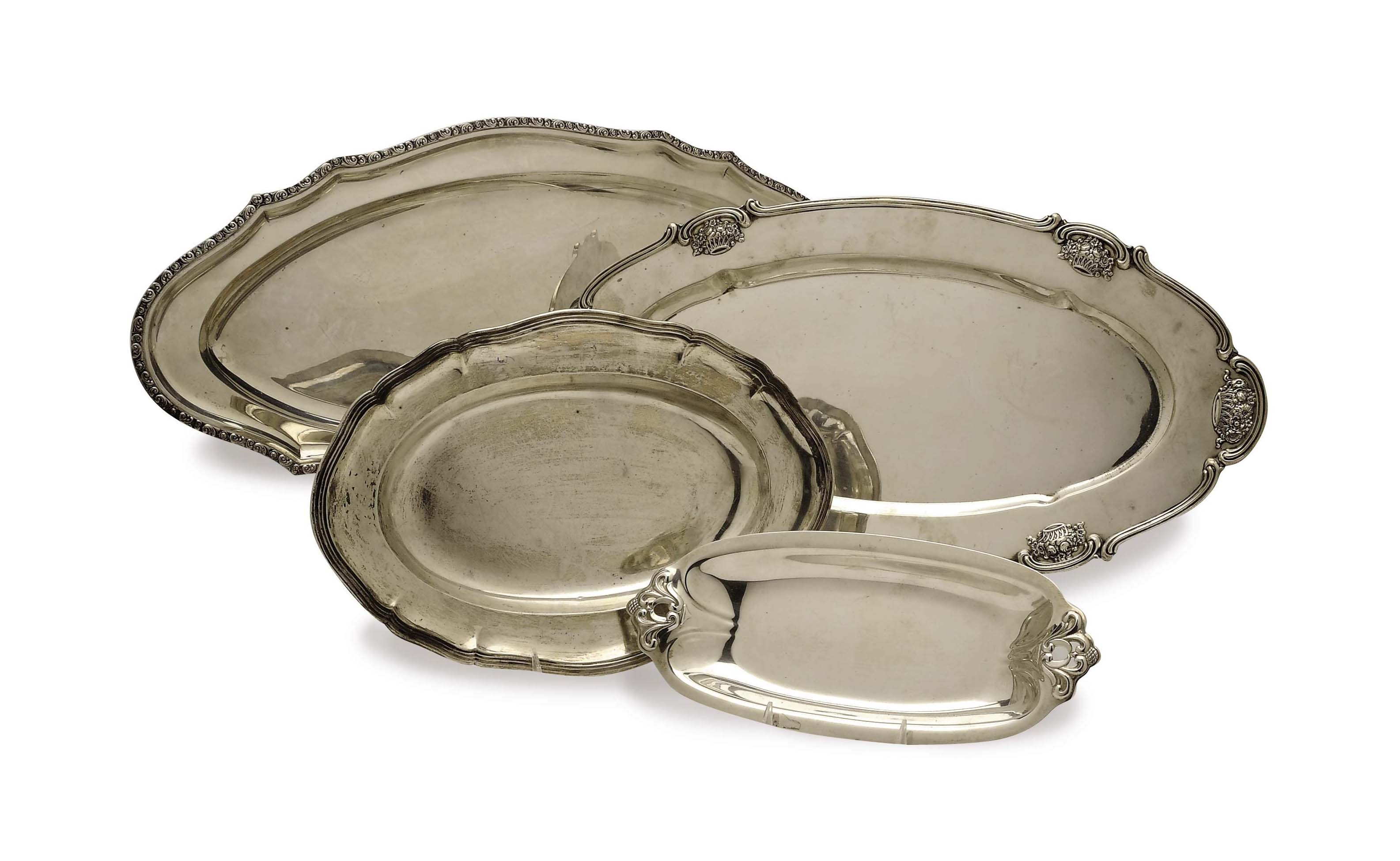 FOUR SILVER DISHES,