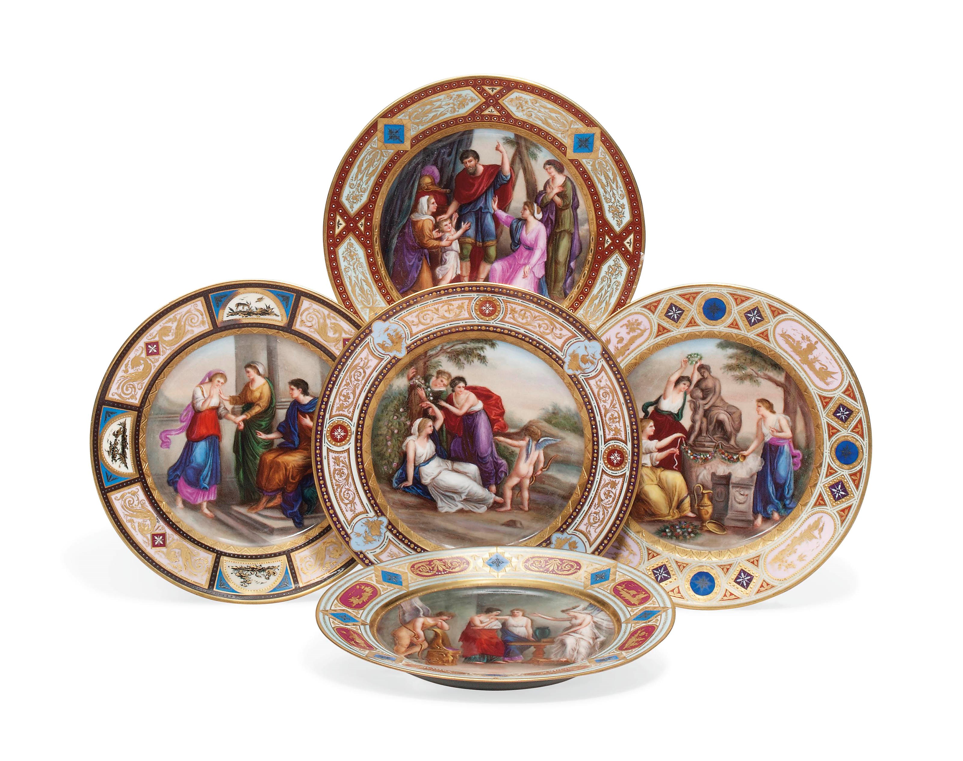 FIVE VIENNA-STYLE CABINET PLATES