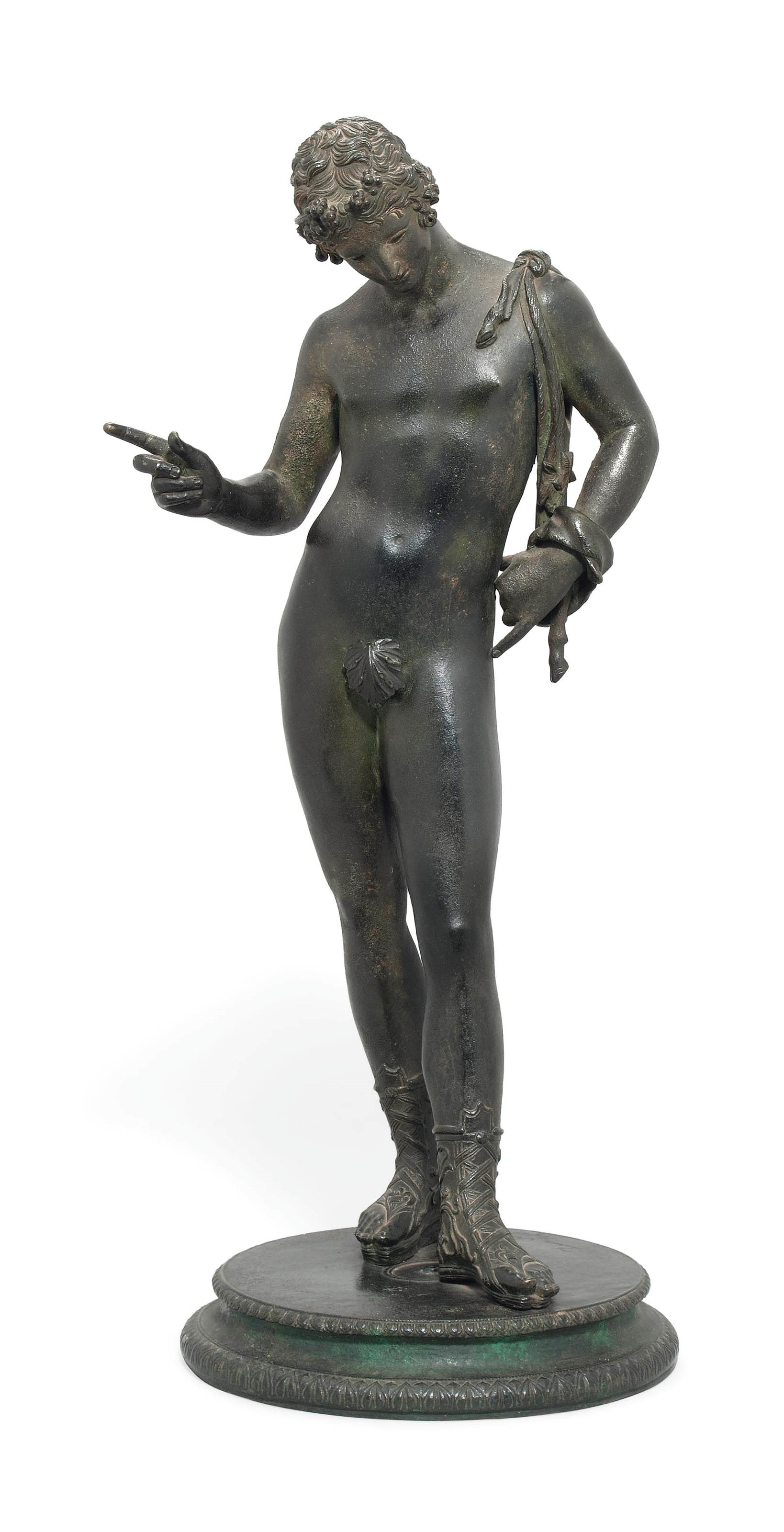 AN ITALIAN BRONZE MODEL OF NARCISSUS