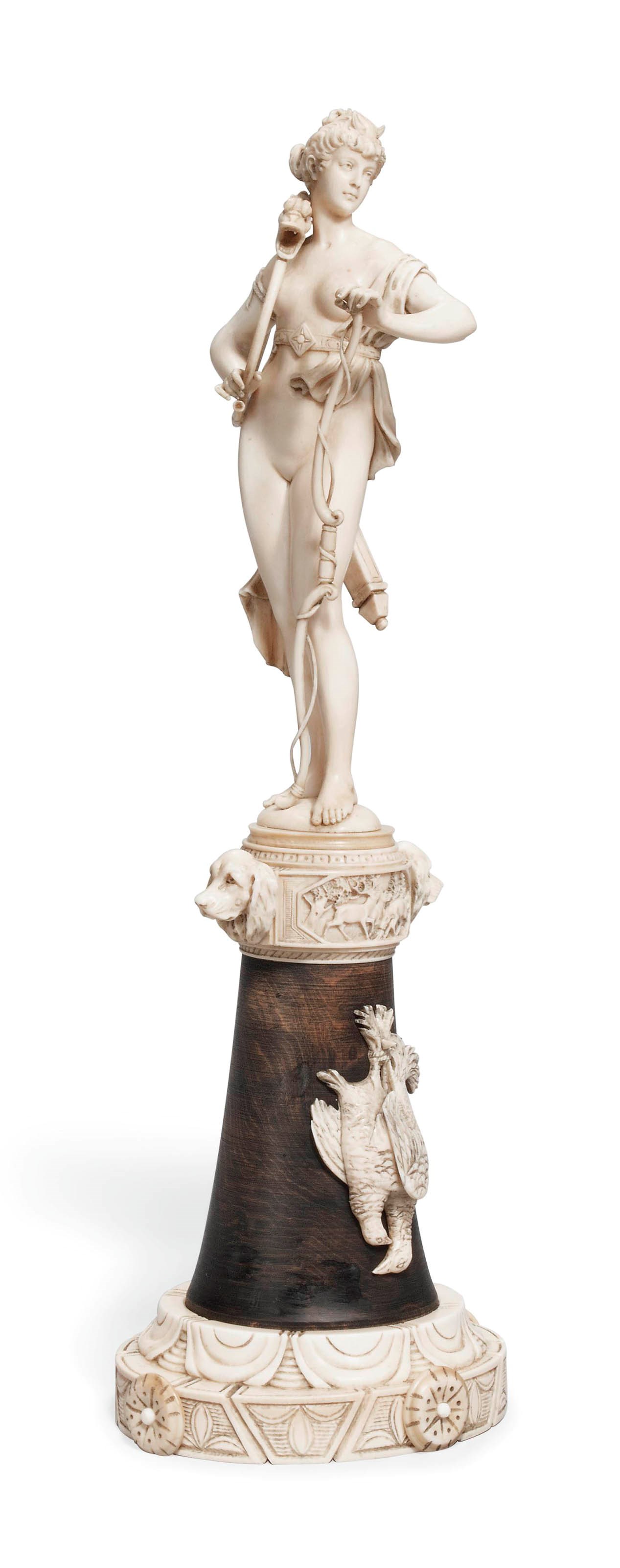 A FRENCH IVORY MODEL OF DIANA VICTORIOUS