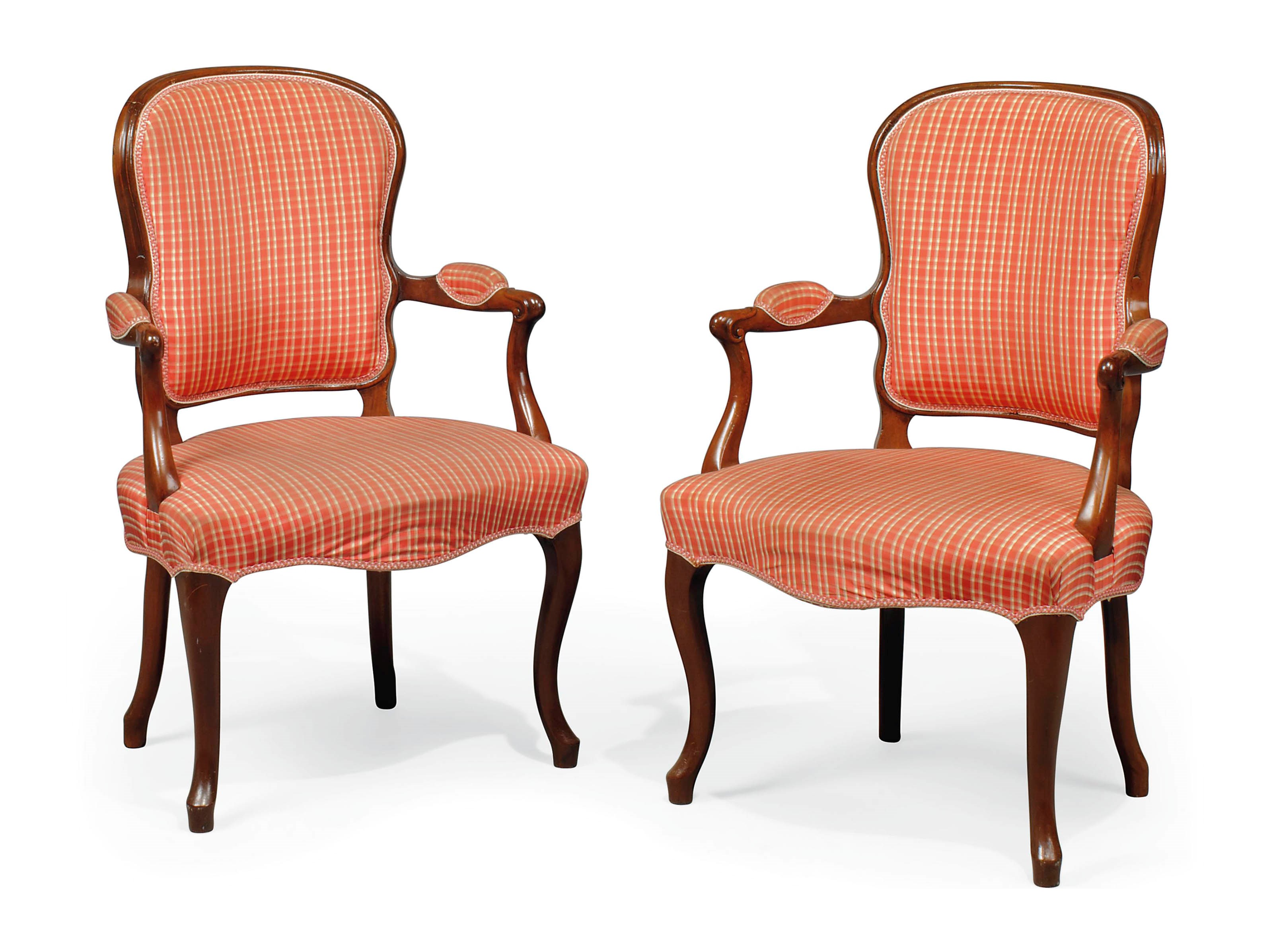 A PAIR OF GEORGE III MAHOGANY ARMCHAIRS