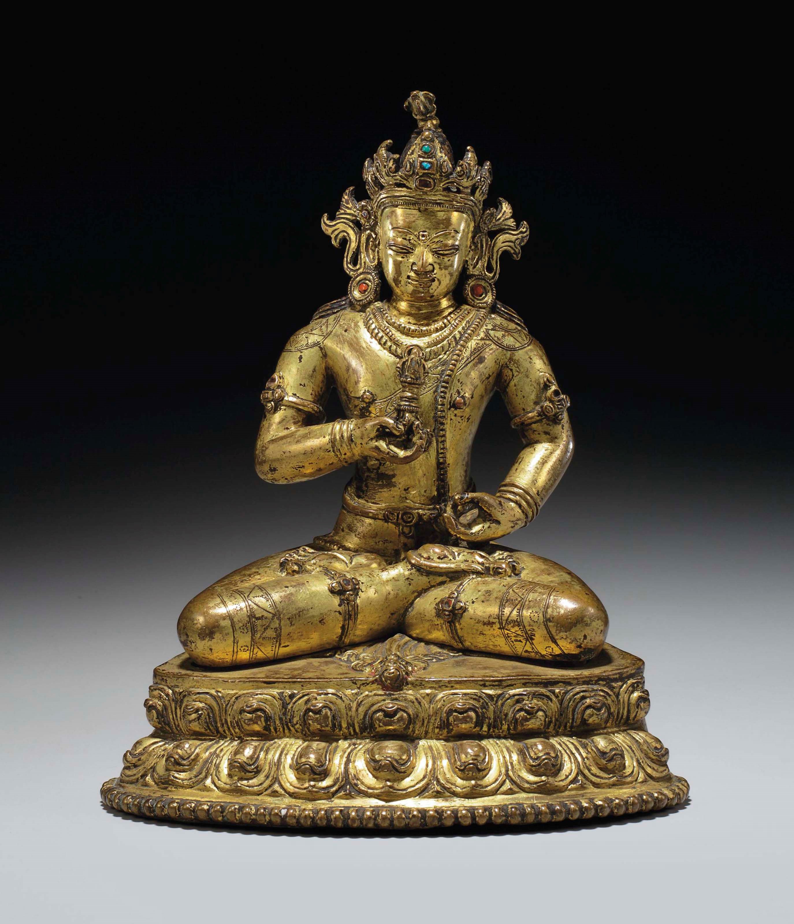 A gilt bronze figure of Vajrasattva