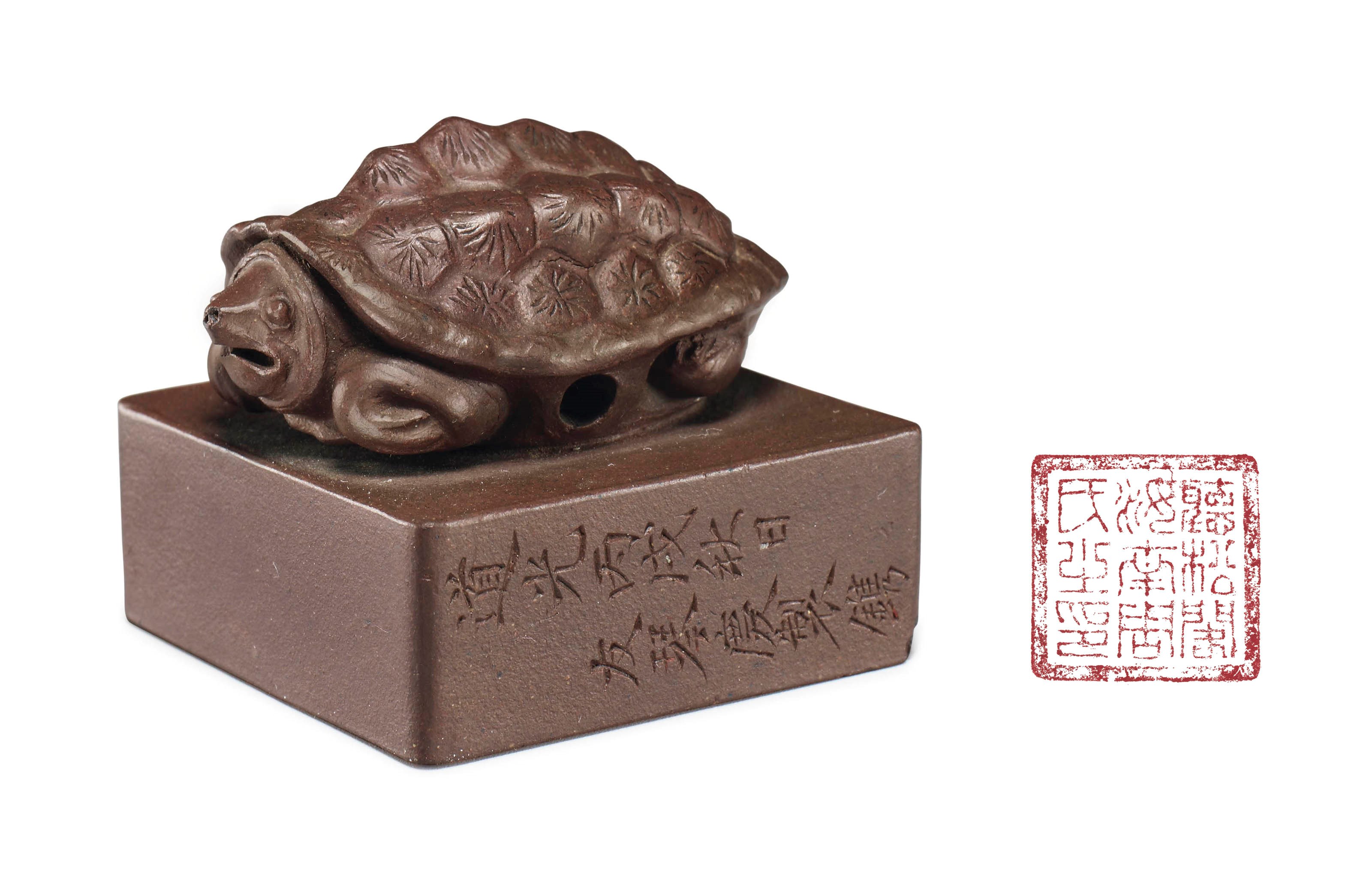 A RARE SIGNED AND DATED YIXING SQUARE SEAL