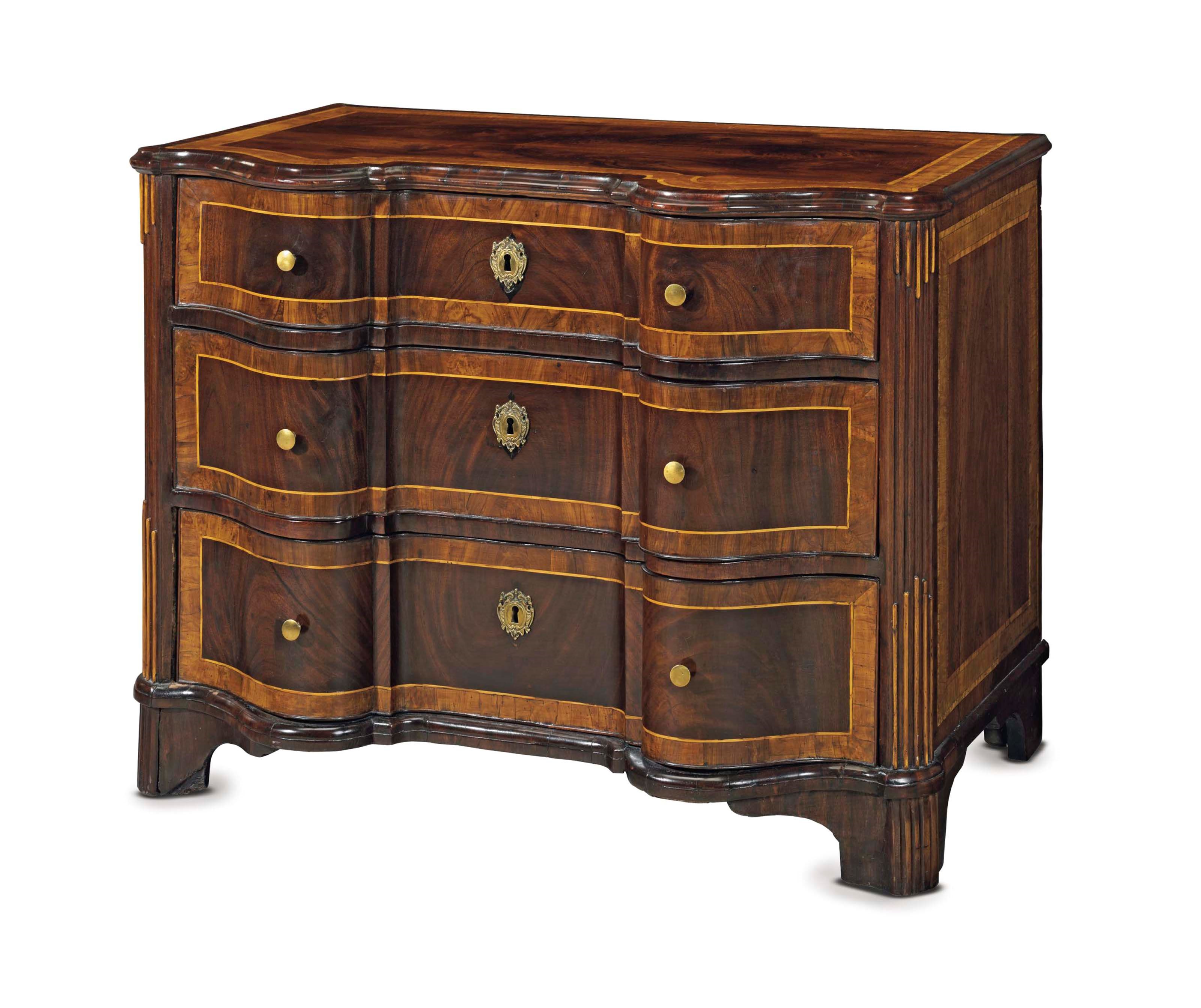 A GERMAN INLAID-MAHOGANY COMMODE