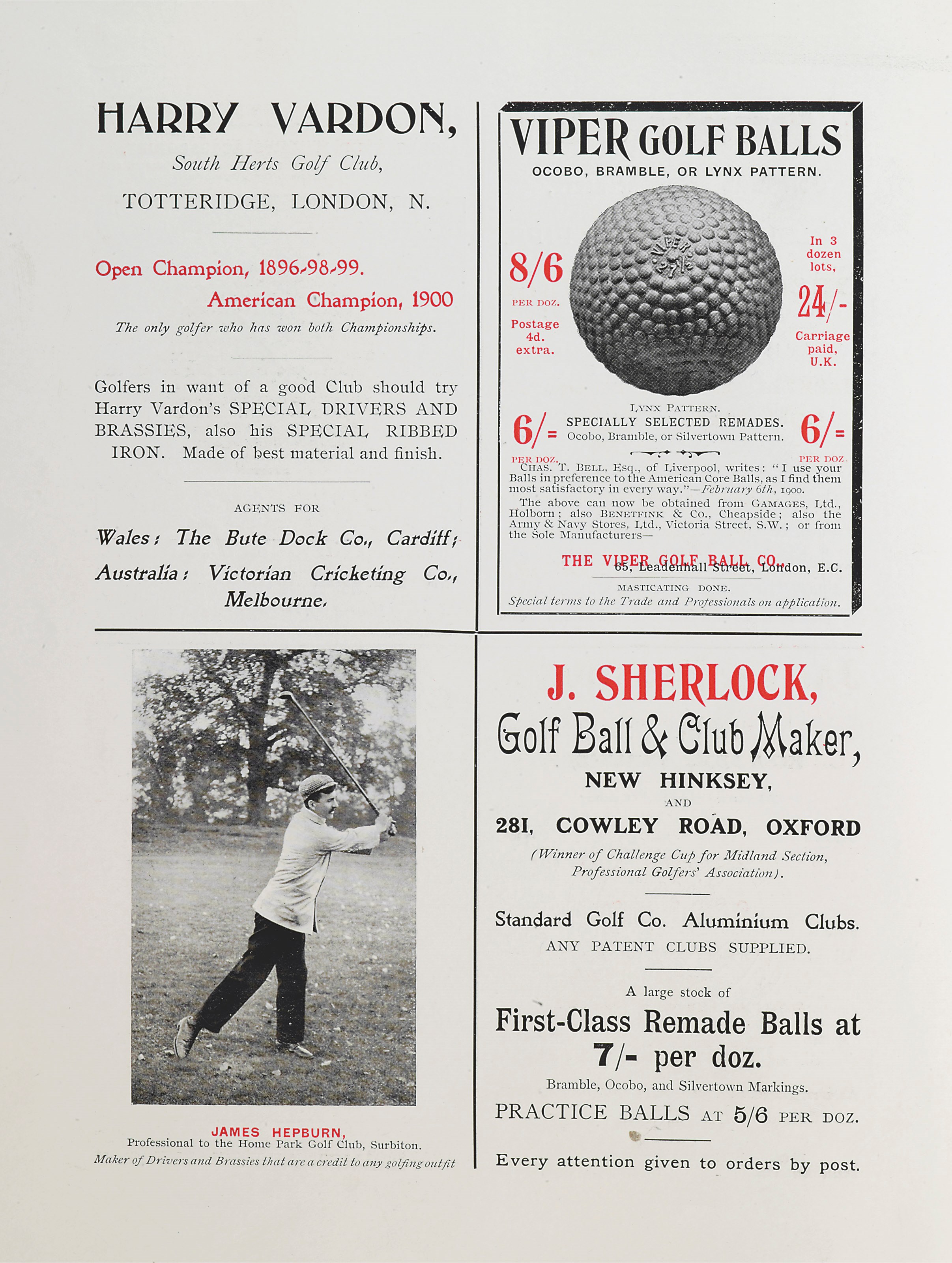 BRAID, JAMES. ADVANCED GOLF. LONDON: METHUEN, OCTOBER 1908.