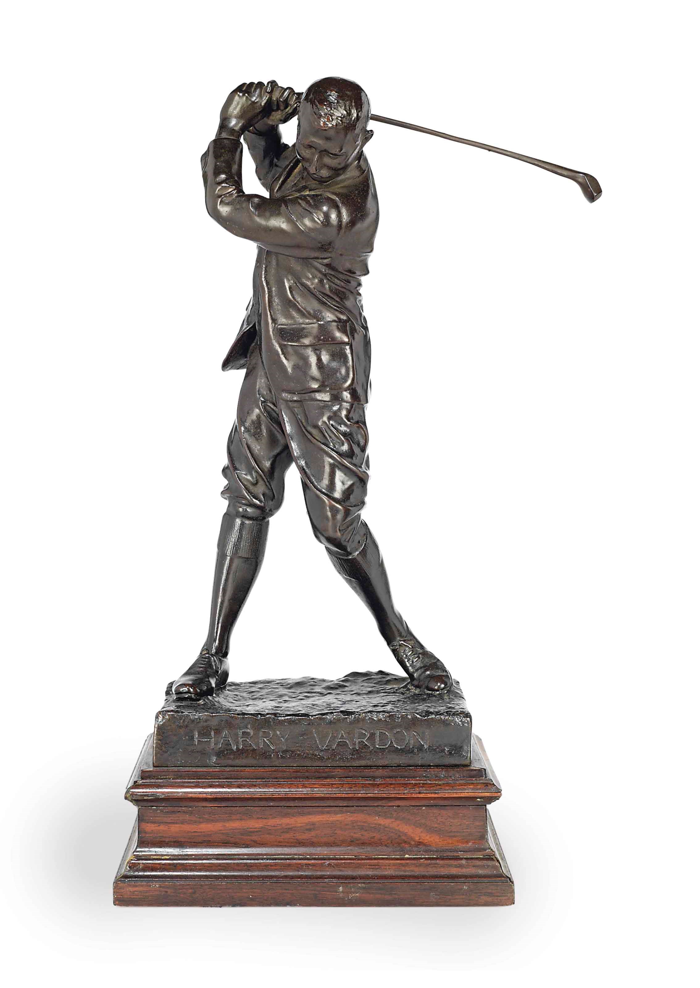A BRONZE FIGURE OF HARRY VARDON