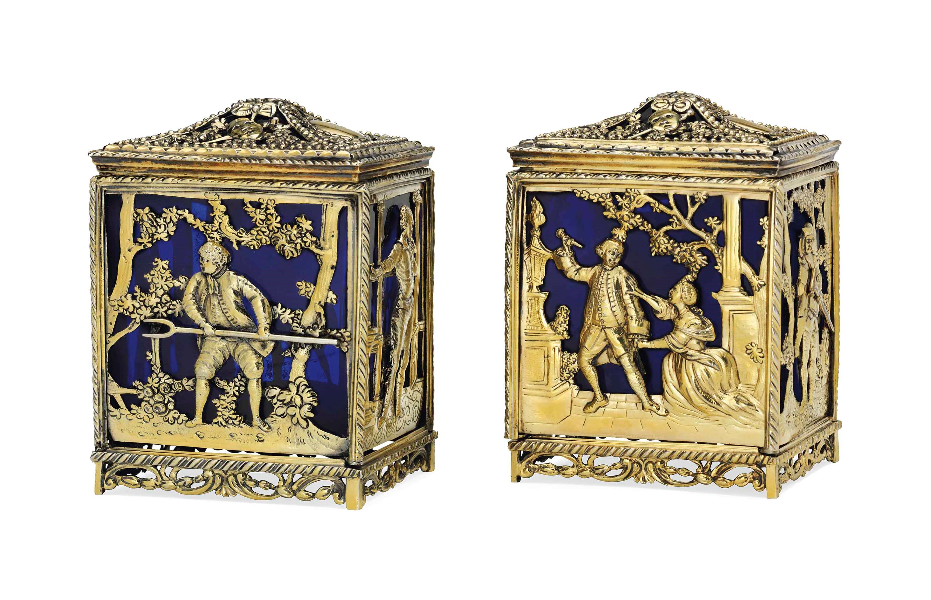 A PAIR OF GEORGE III SILVER-GILT TEA-CADDIES