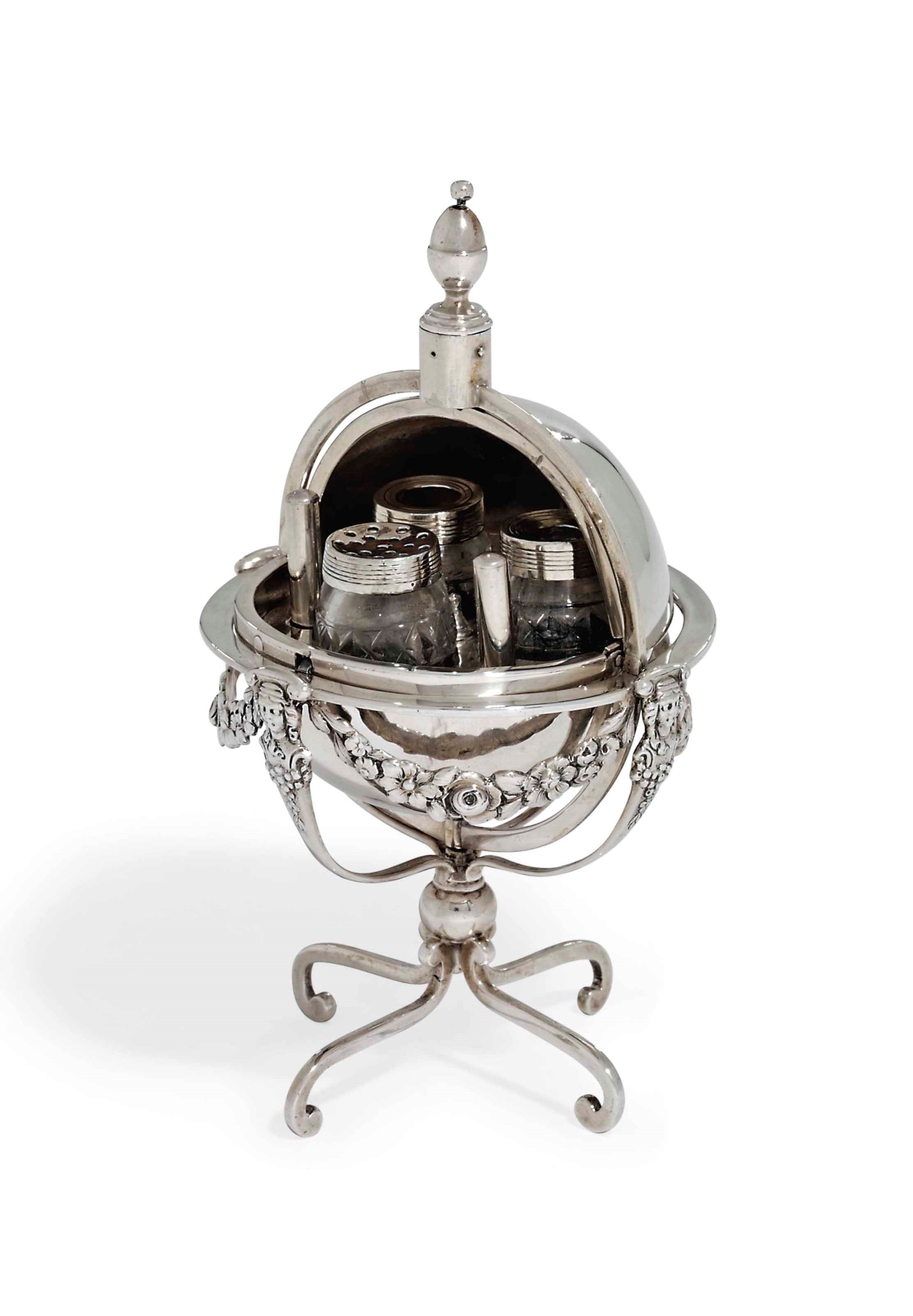 A GEORGE III SILVER INKSTAND