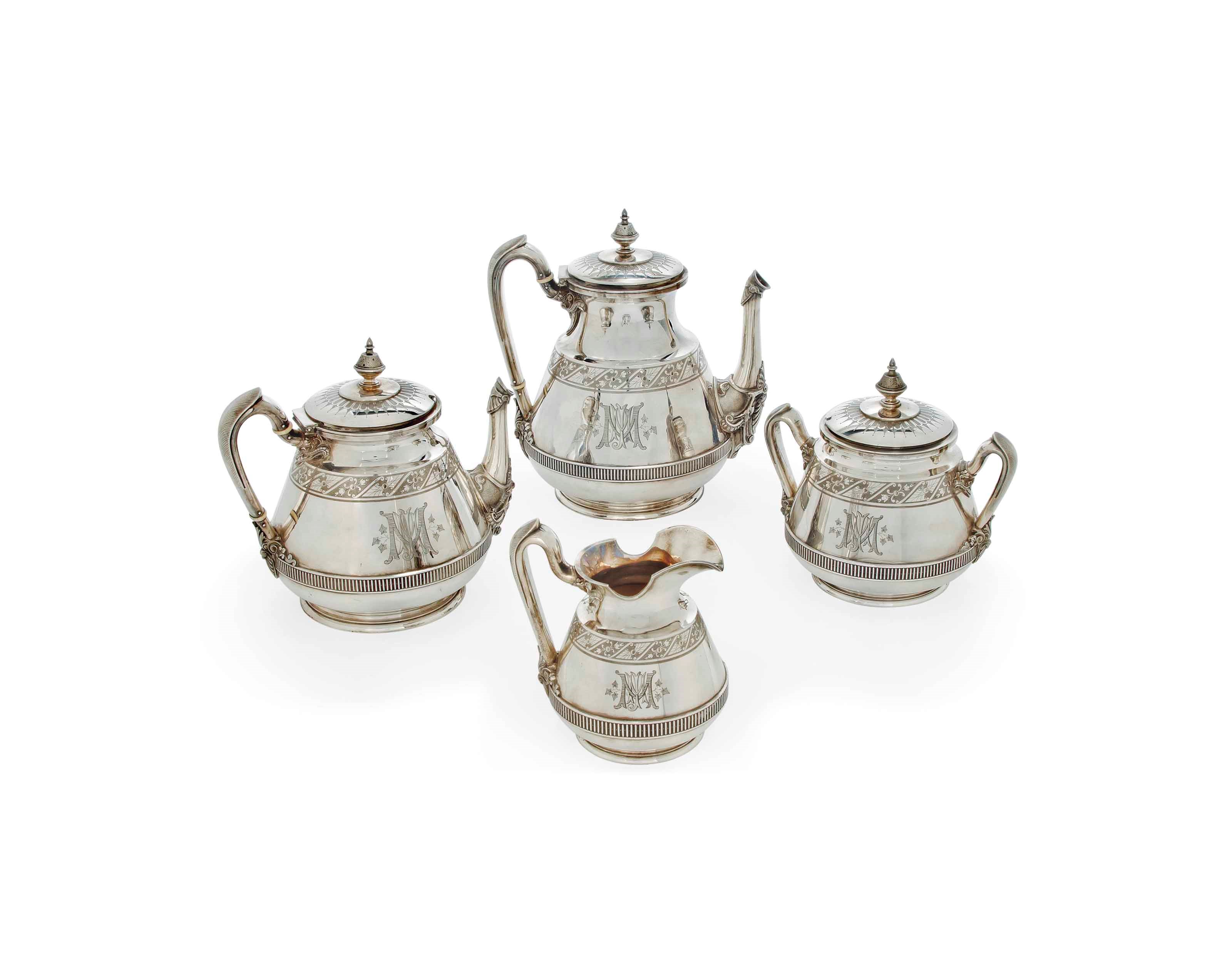 AN AMERICAN SILVER FOUR-PIECE TEA AND COFFEE SET