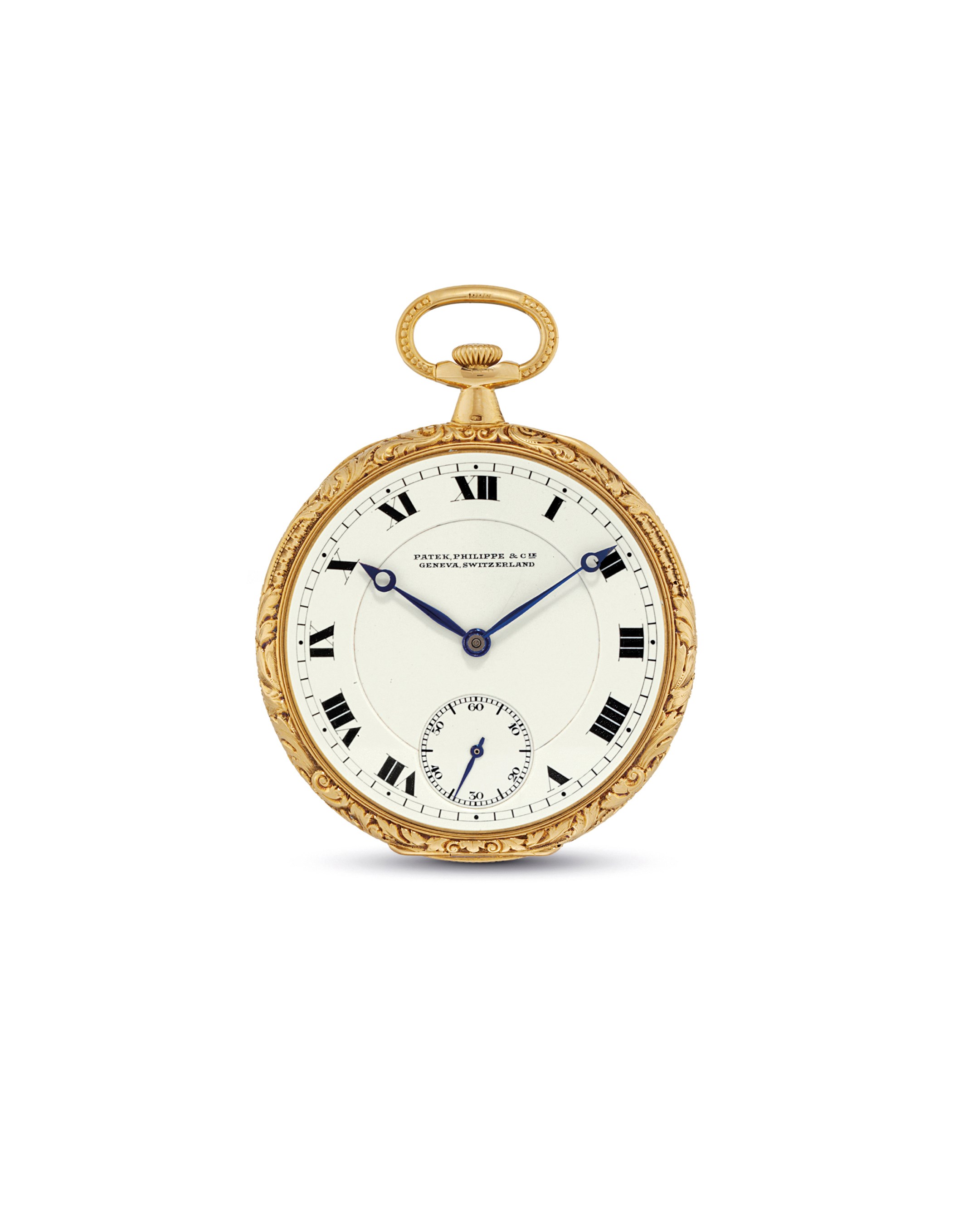 PATEK PHILIPPE. A FINE 18K GOLD OPENFACE KEYLESS LEVER WATCH