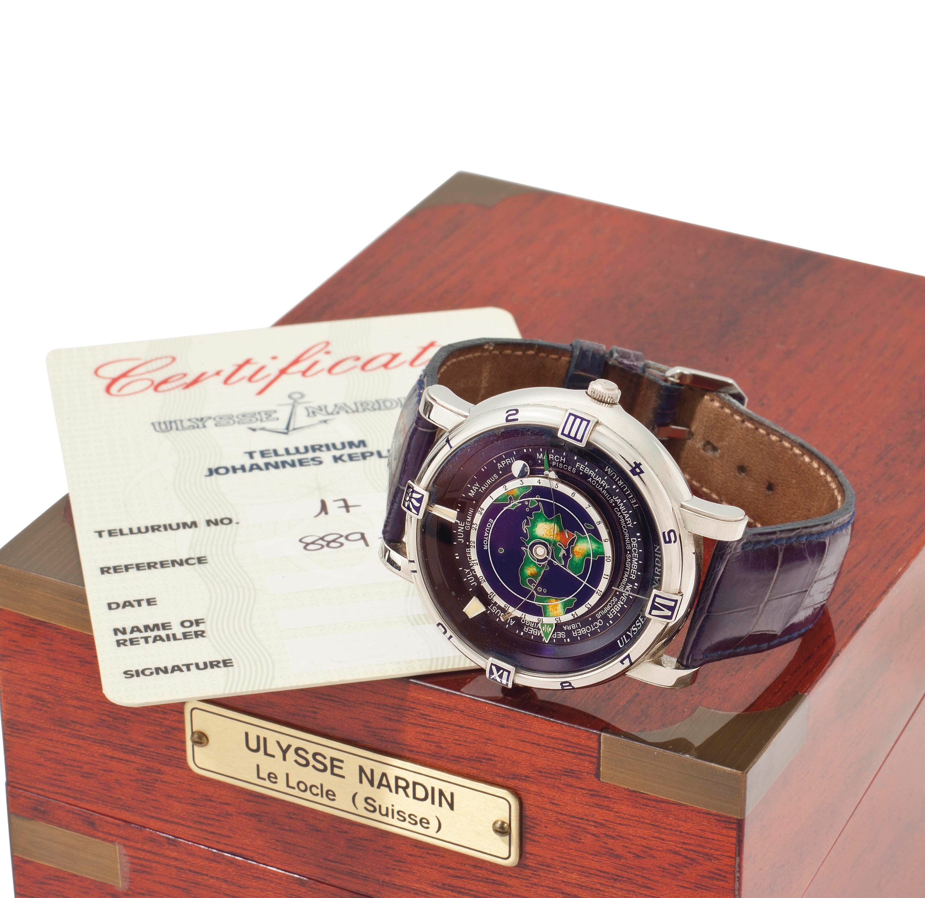 Ulysse Nardin.  A Fine and Rare Limited Edition Platinum Automatic Dual Time Astronomical Wristwatch