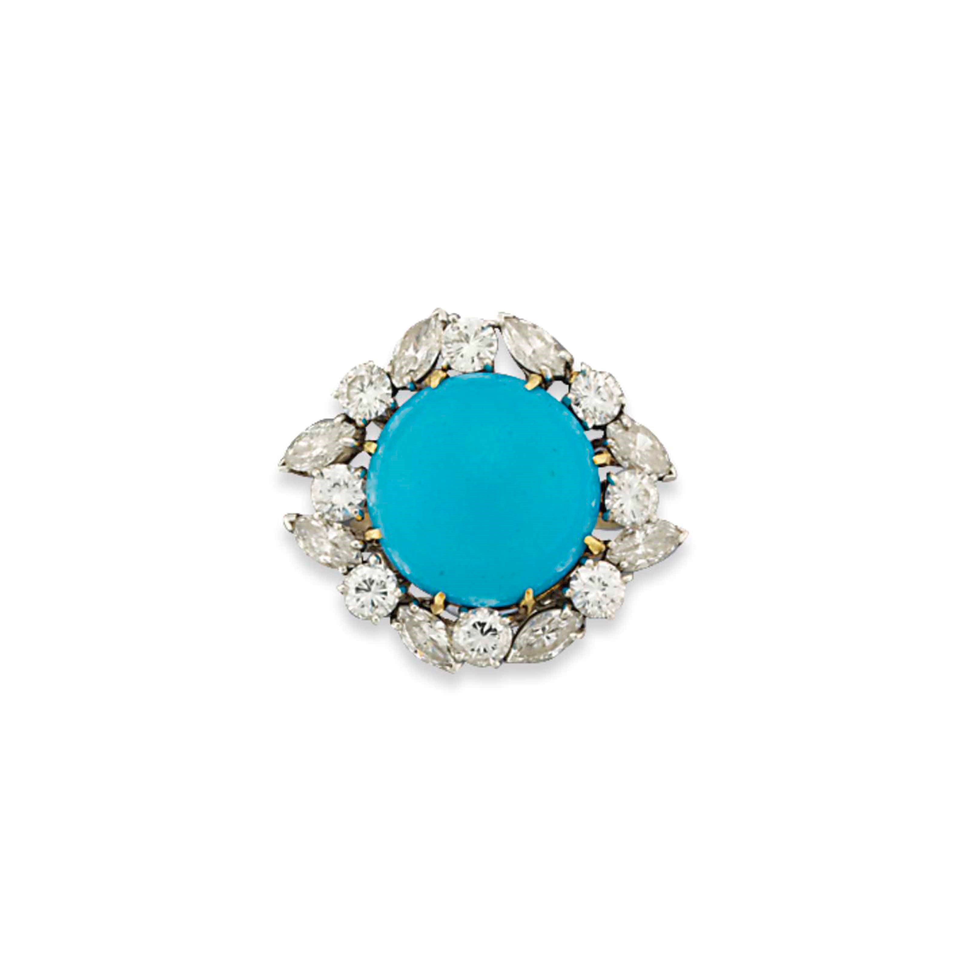 A TURQUOISE AND DIAMOND RING, BY CHAUMET