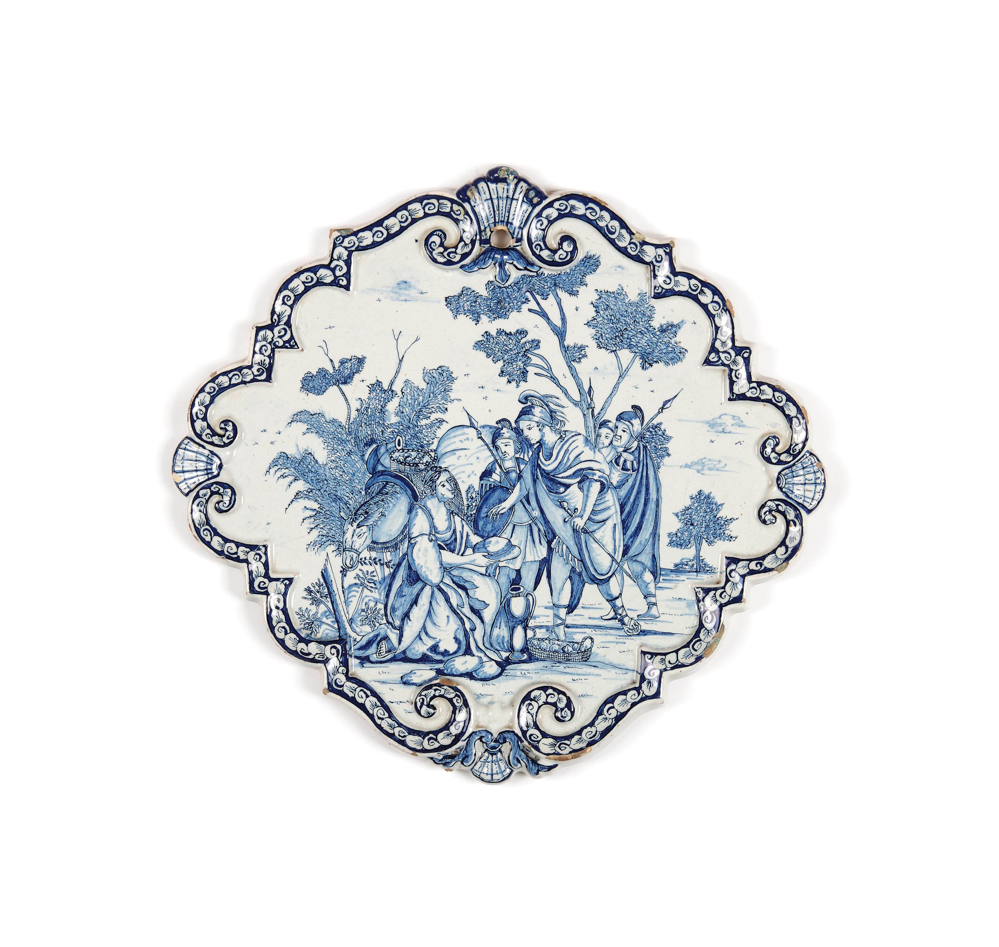 A Dutch Bolsward blue and white 'Biblical' plaque