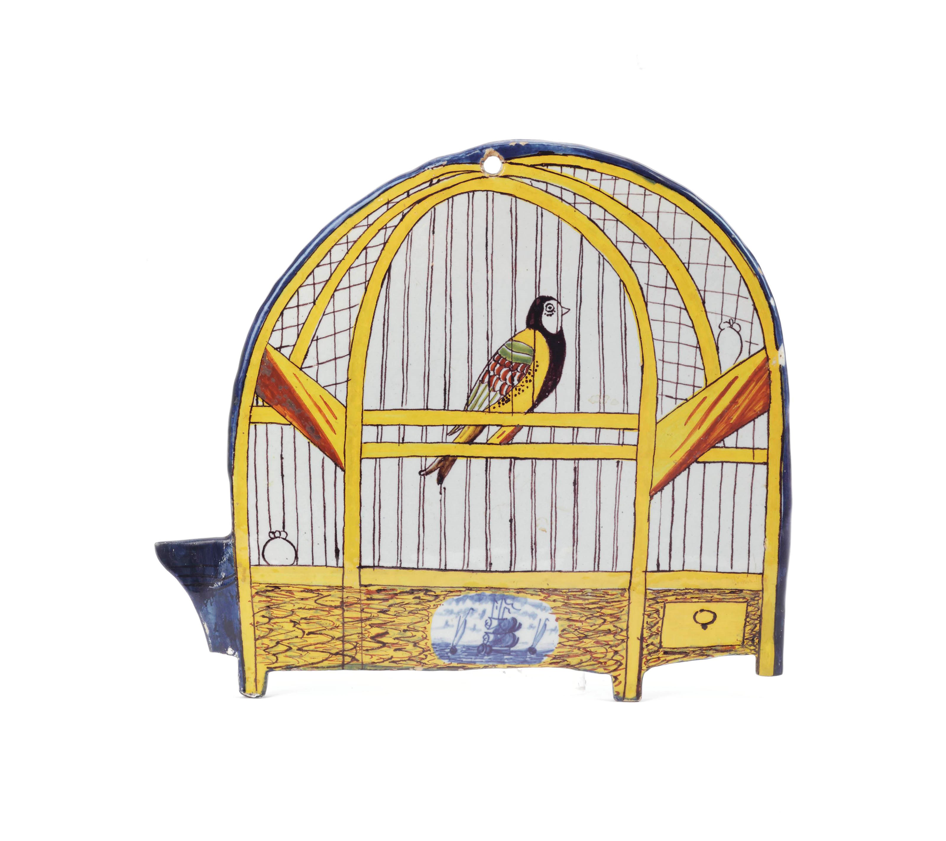 A Dutch Delft 'birdcage' plaque