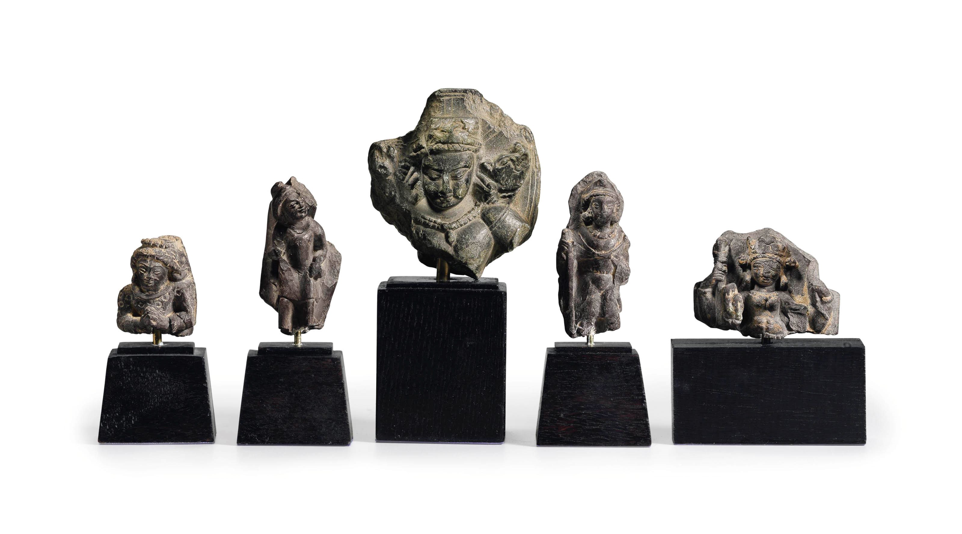 A group of five stone figures