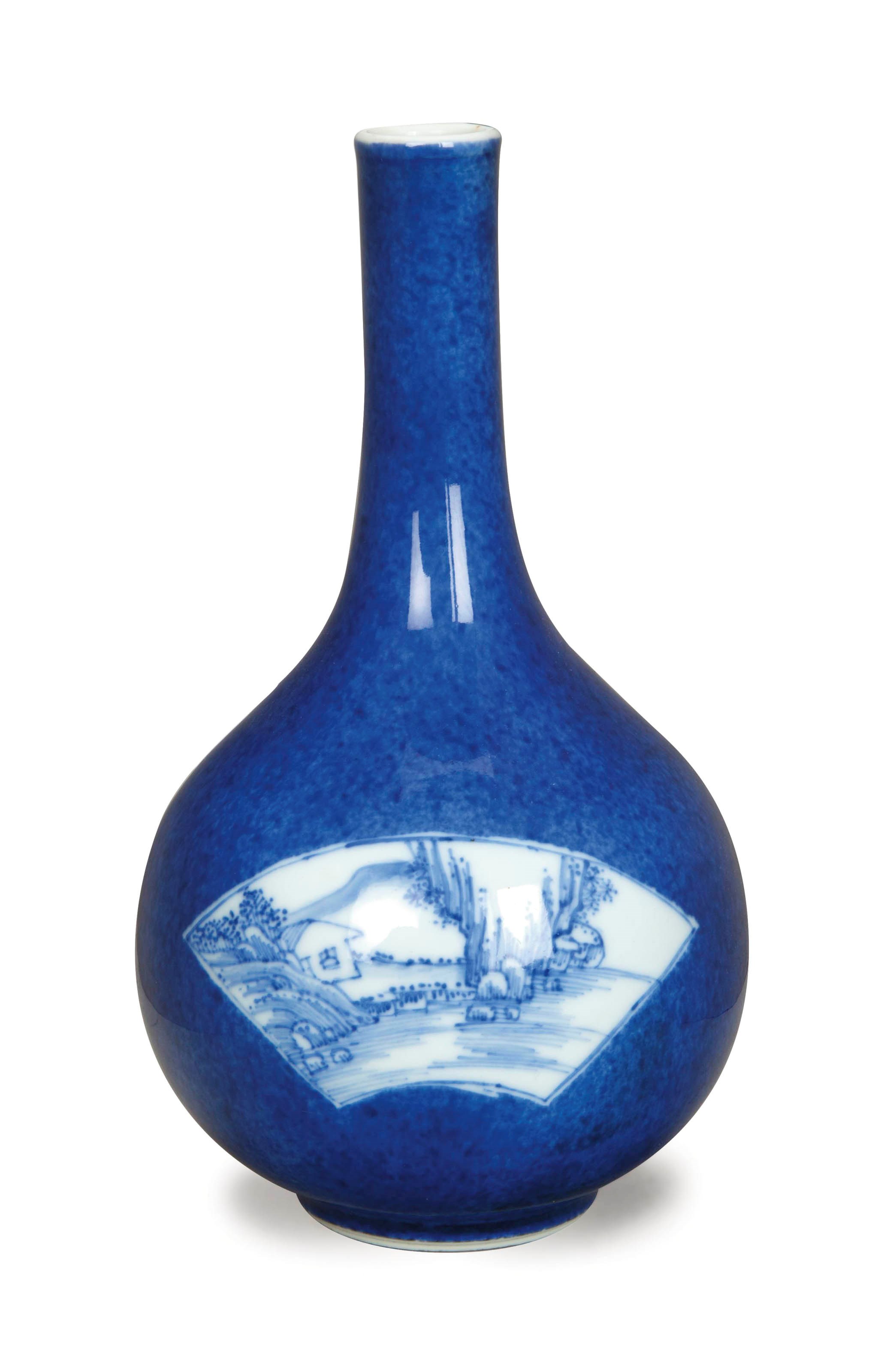 A CHINESE POWDER-BLUE-GLAZED BOTTLE VASE,