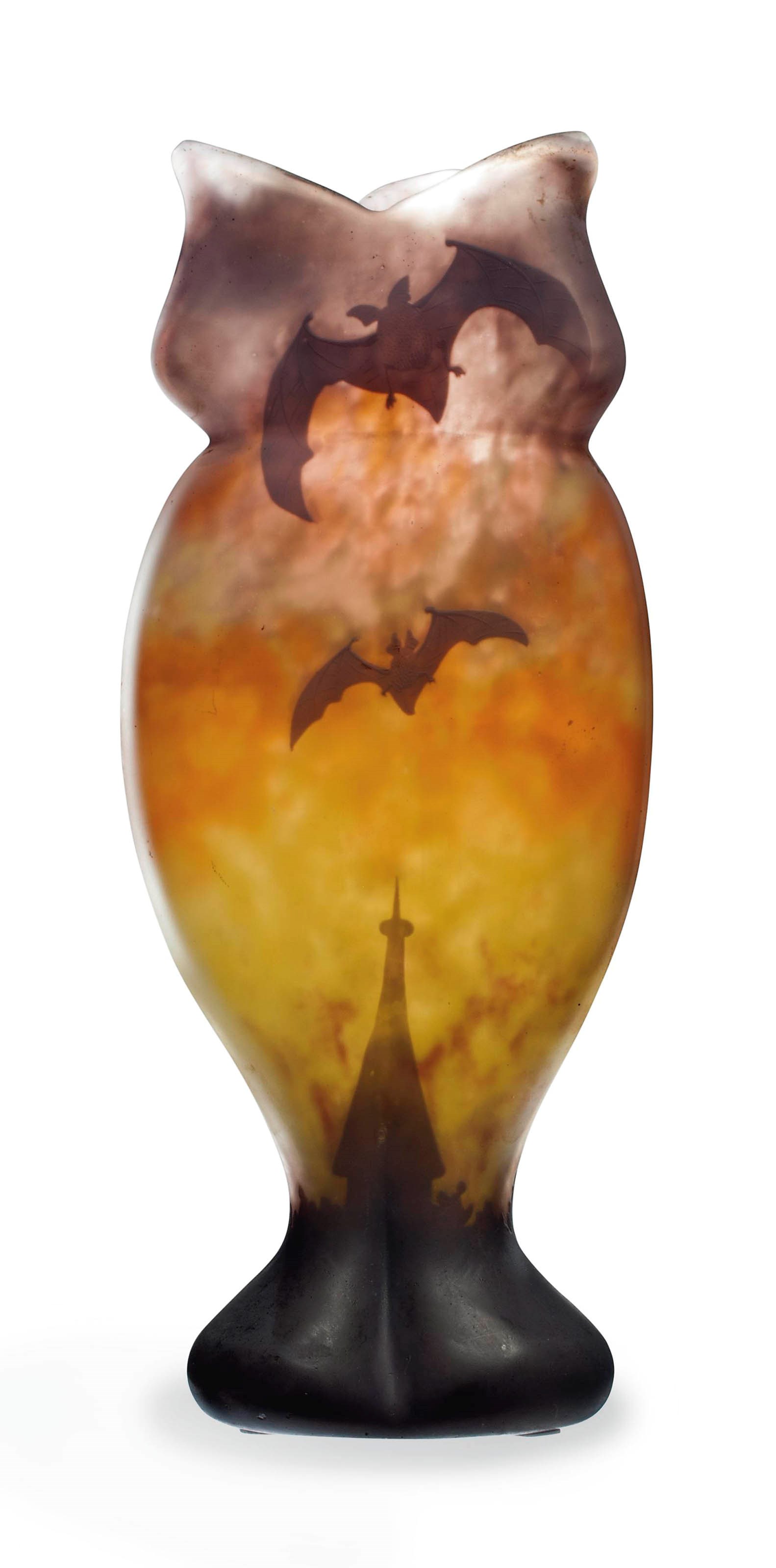 A DAUM 'VOL DE CHAUVE-SOURIS' CASED AND CAMEO GLASS VASE