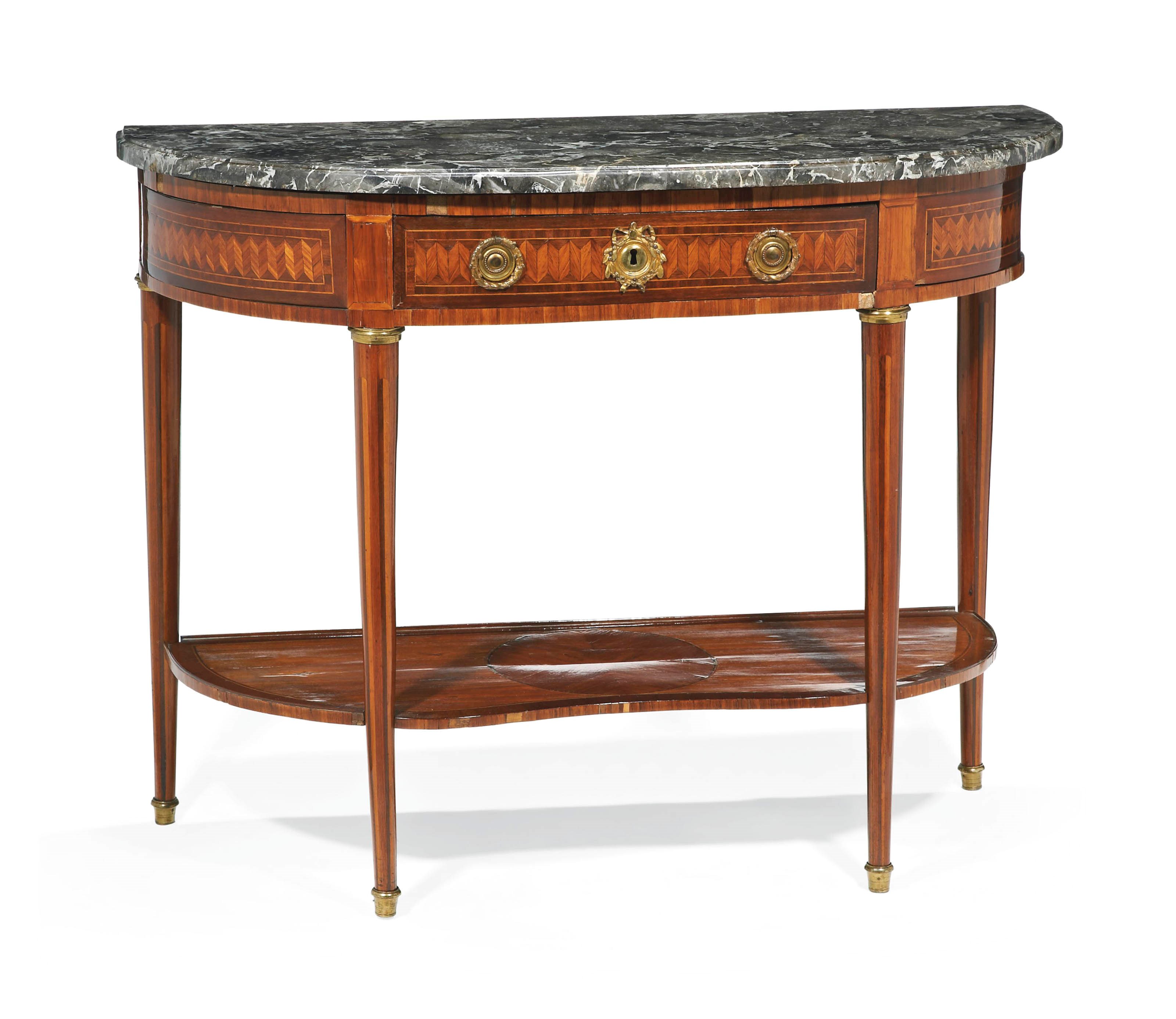 CONSOLE DEMI-LUNE D'EPOQUE LOUIS XVI