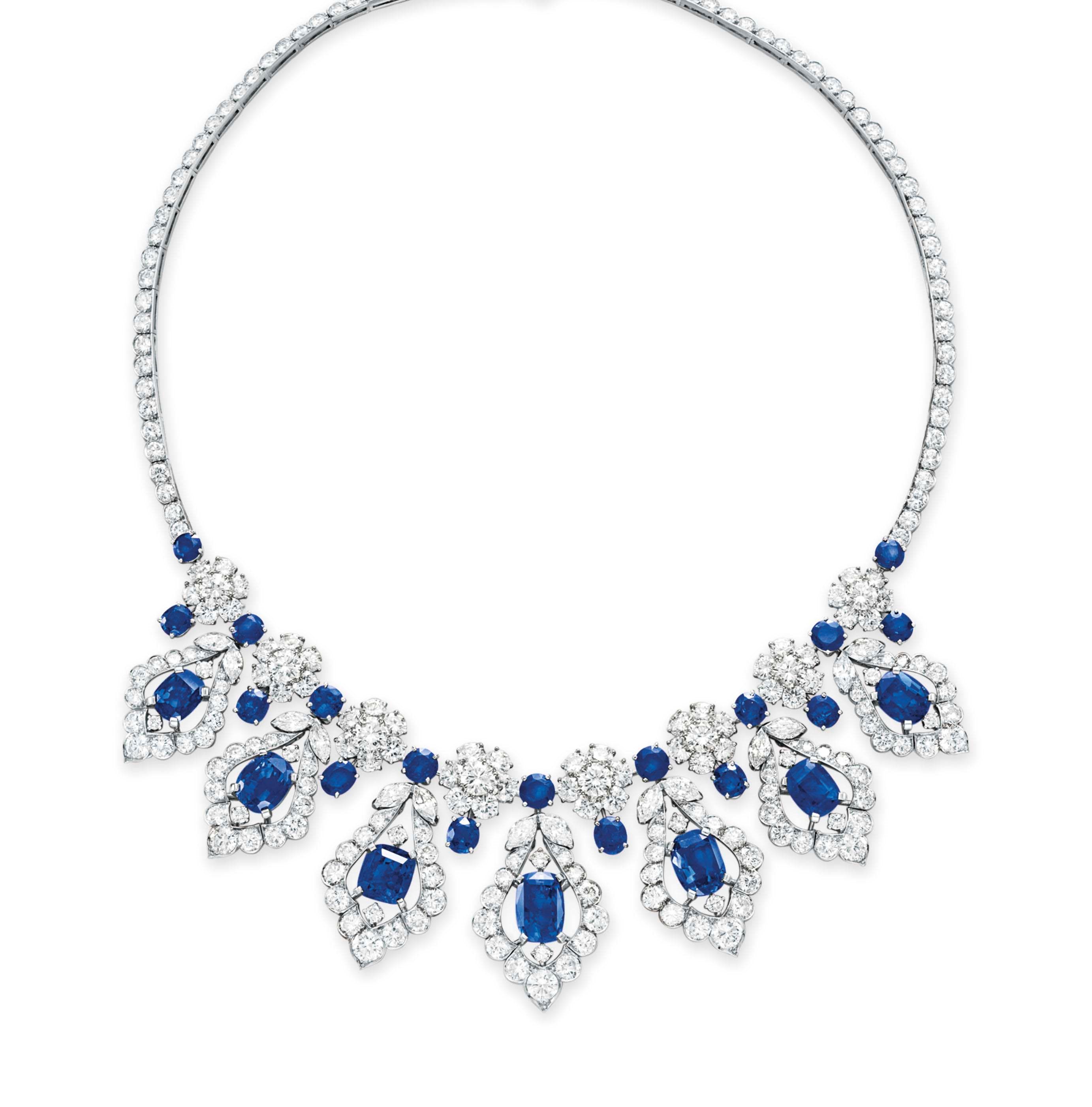 藍寶石及鑽石項鍊；Van Cleef & Arpels 設計