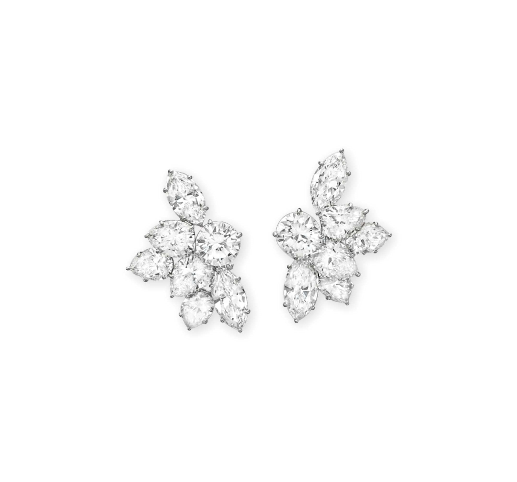 A PAIR OF DIAMOND EAR CLIPS, BY HARRY WINSTON