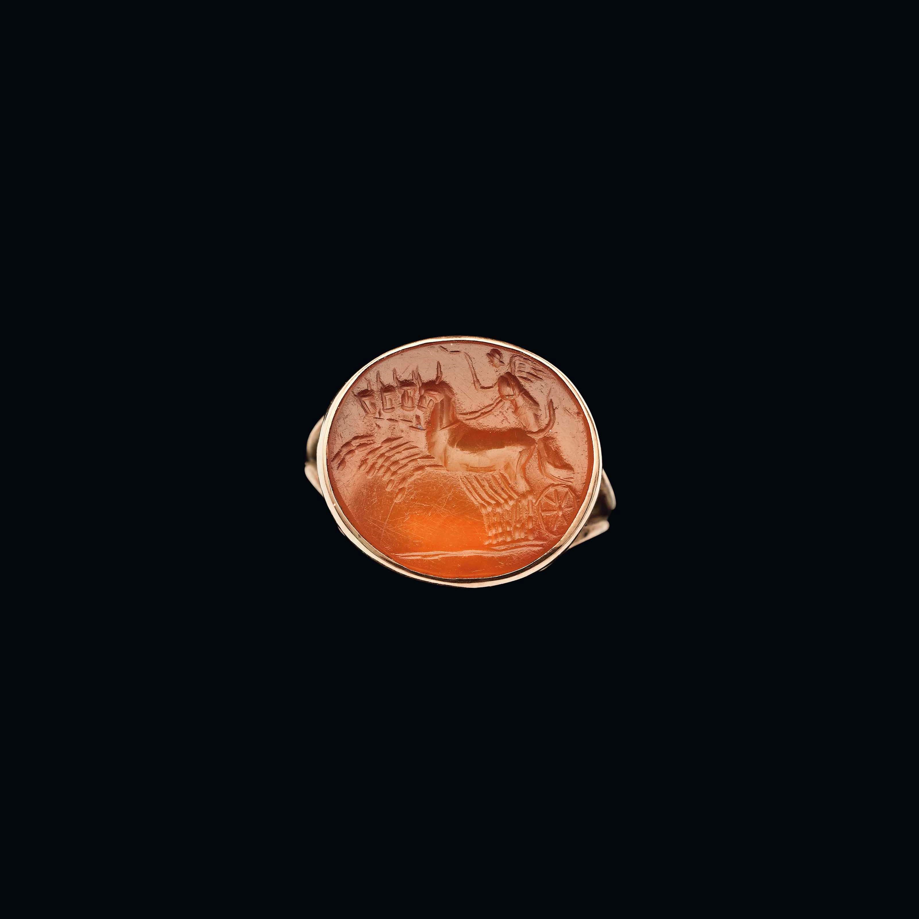 A ROMAN CARNELIAN INTAGLIO RING