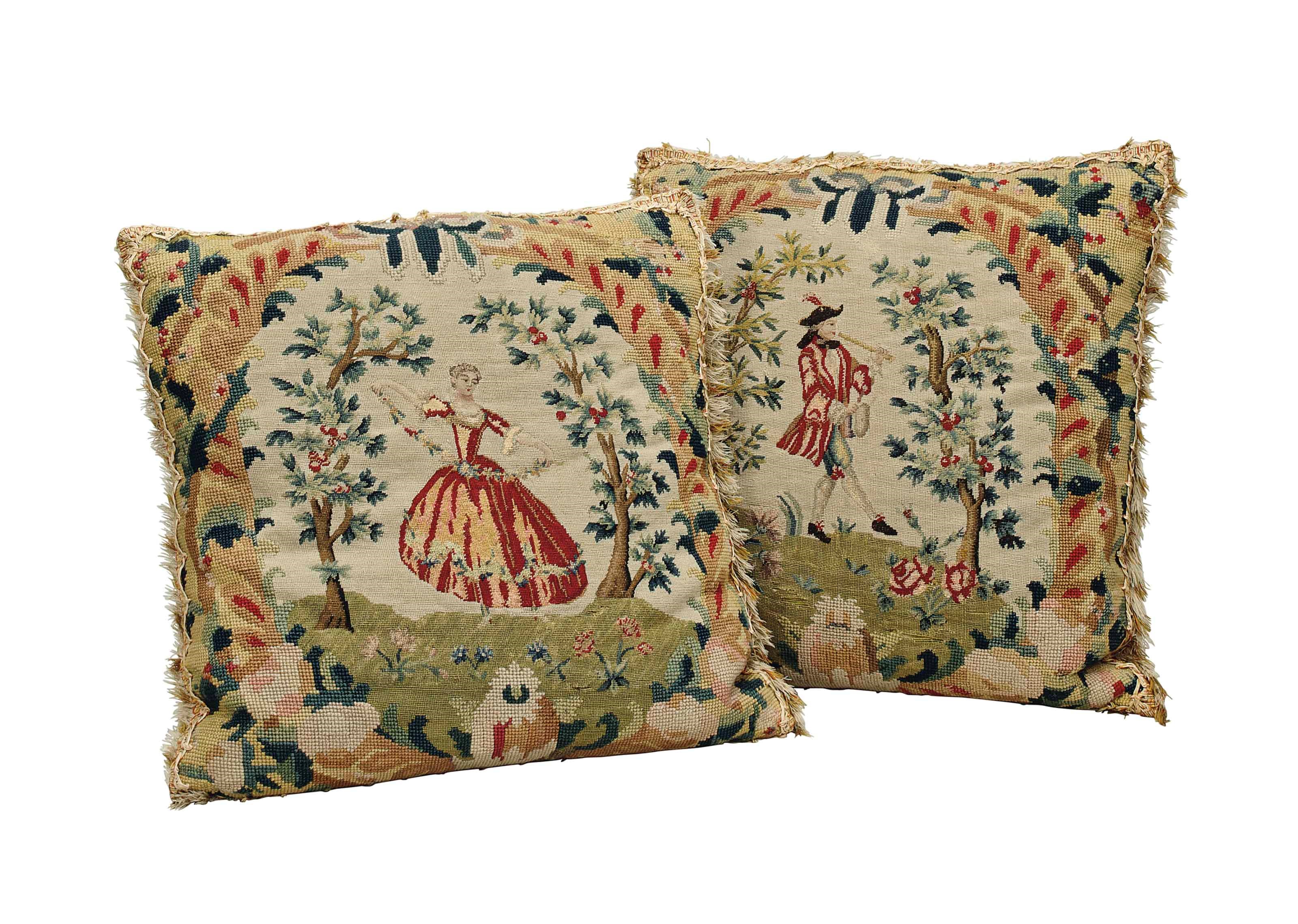 A PAIR OF NEEDLEWORK PANELS