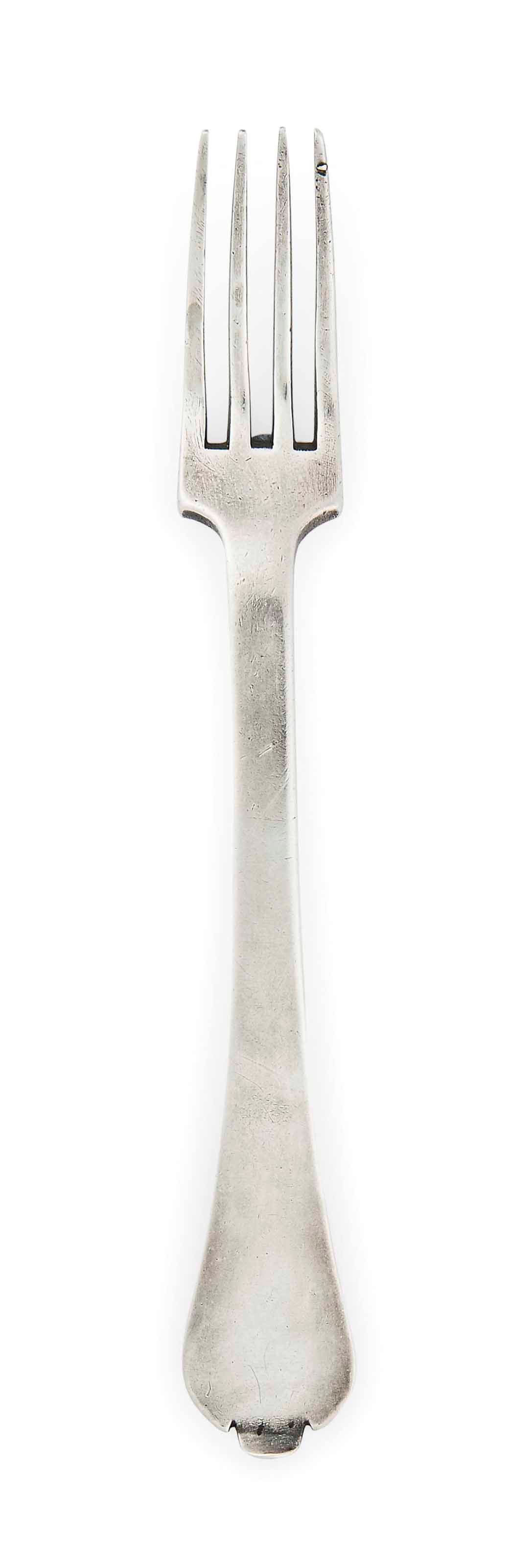 A RARE FRENCH SILVER TREFID FORK