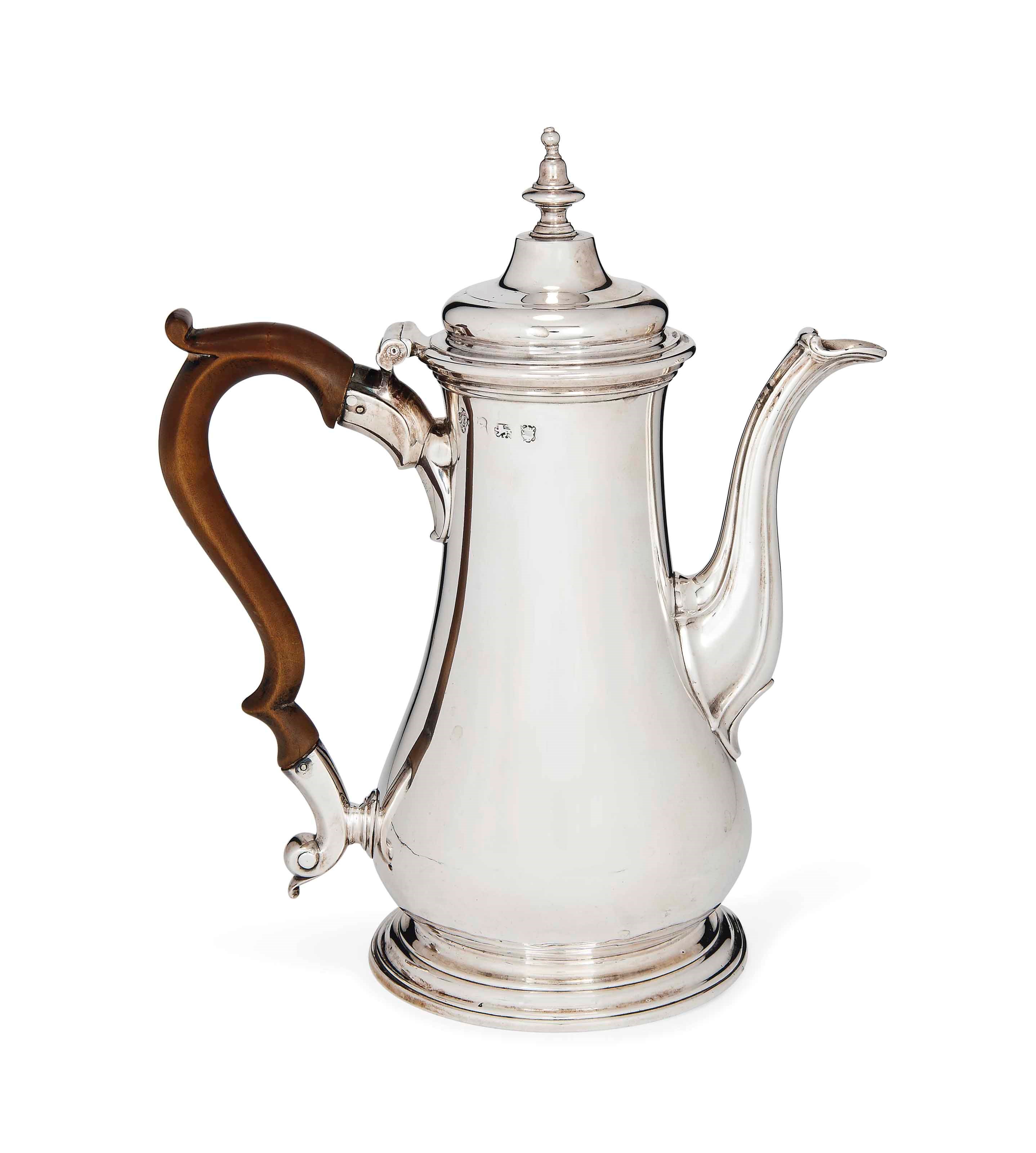 A GEORGE II SILVER COFFEE POT