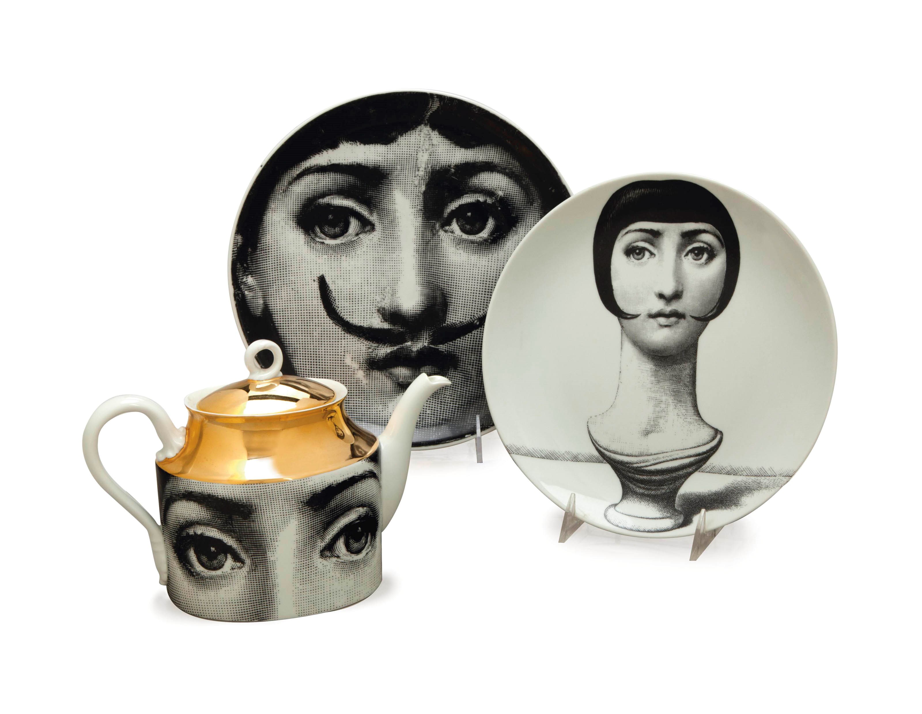 AN ASSEMBLED ITALIAN PORCELAIN FORNASETTI DESIGNED 'JULIA' PART TABLE SERVICE,