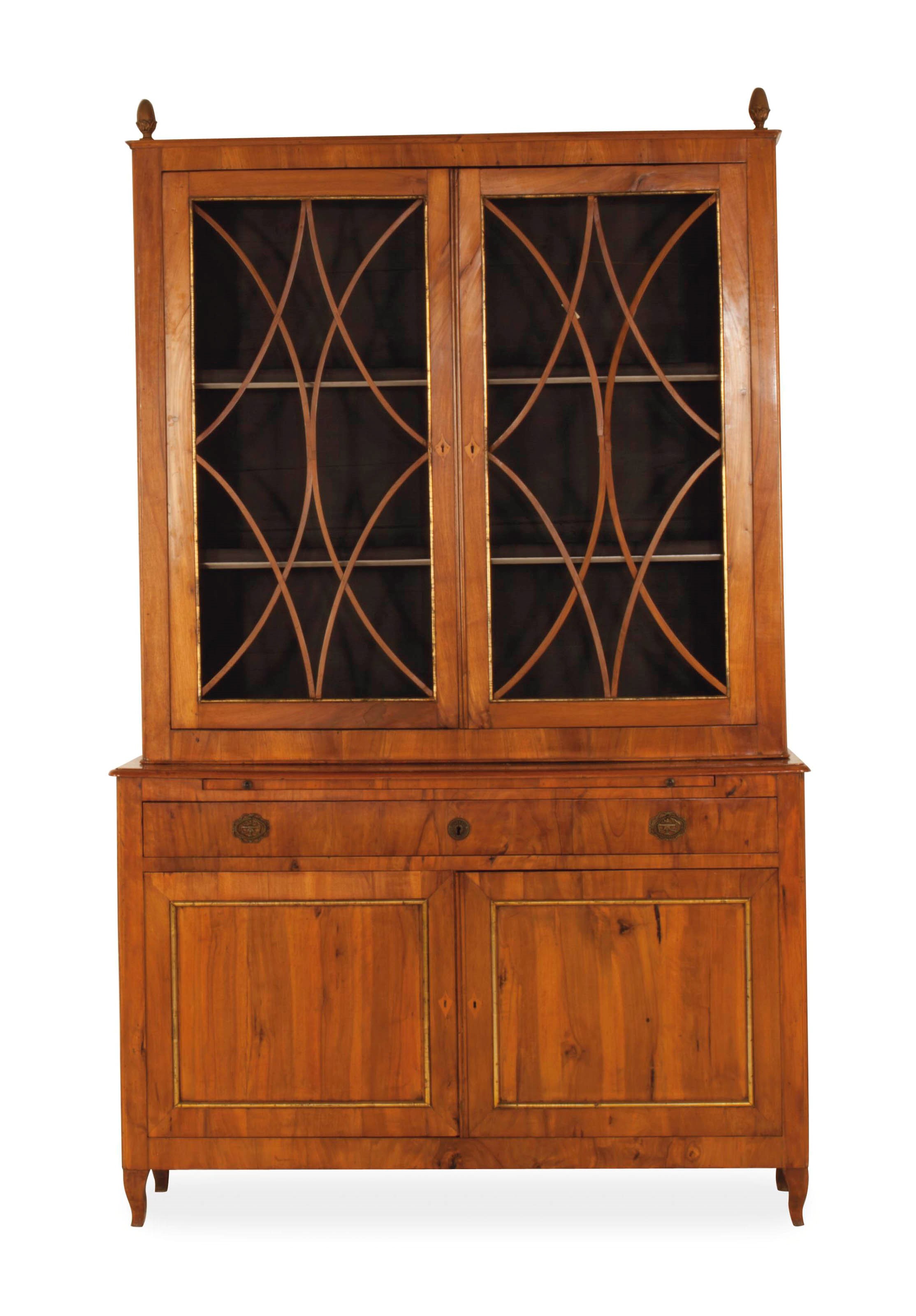 A NORTH EUROPEAN WALNUT BOOKCASE CABINET,