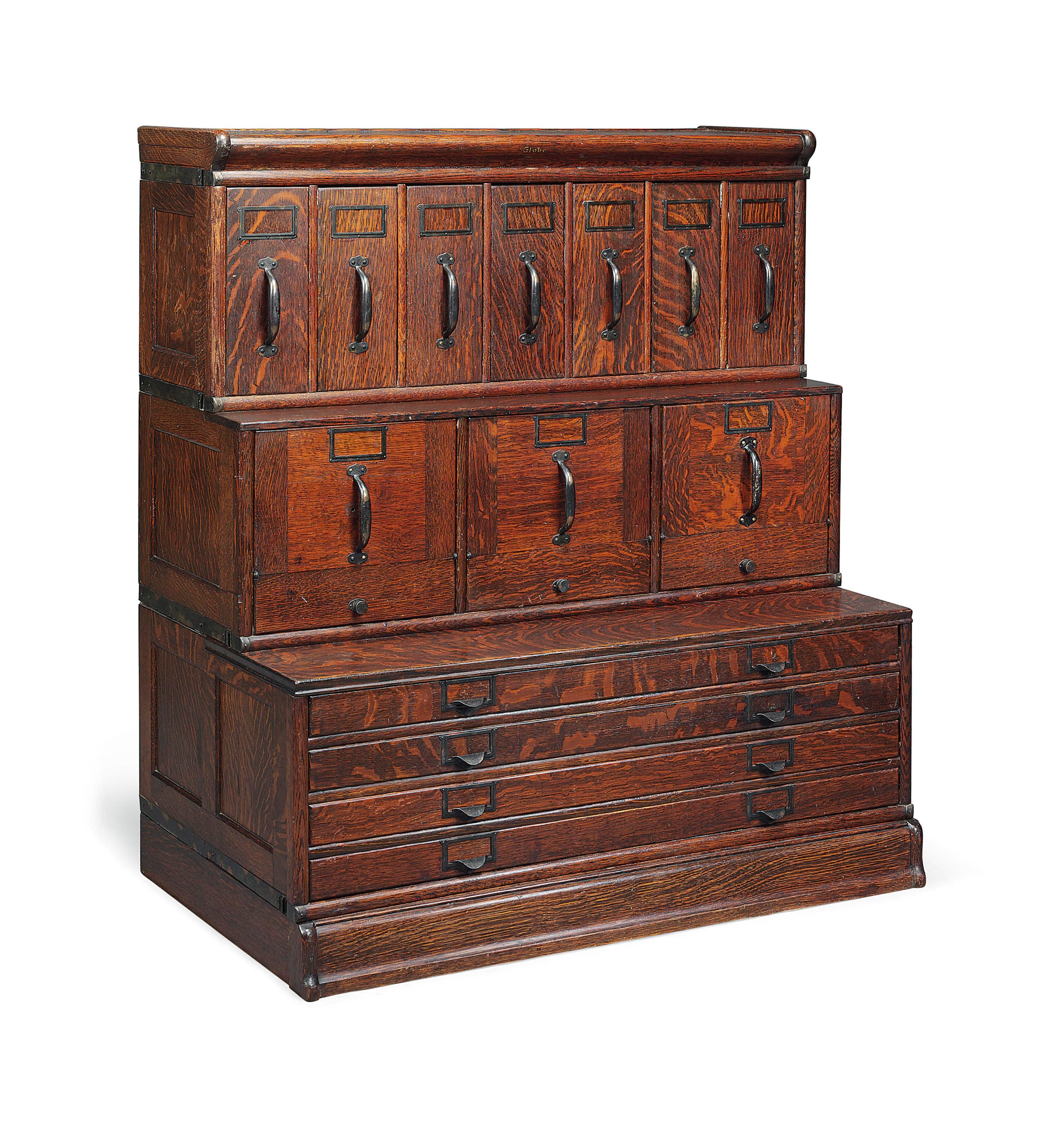 AN AMERICAN OAK FILING CABINET
