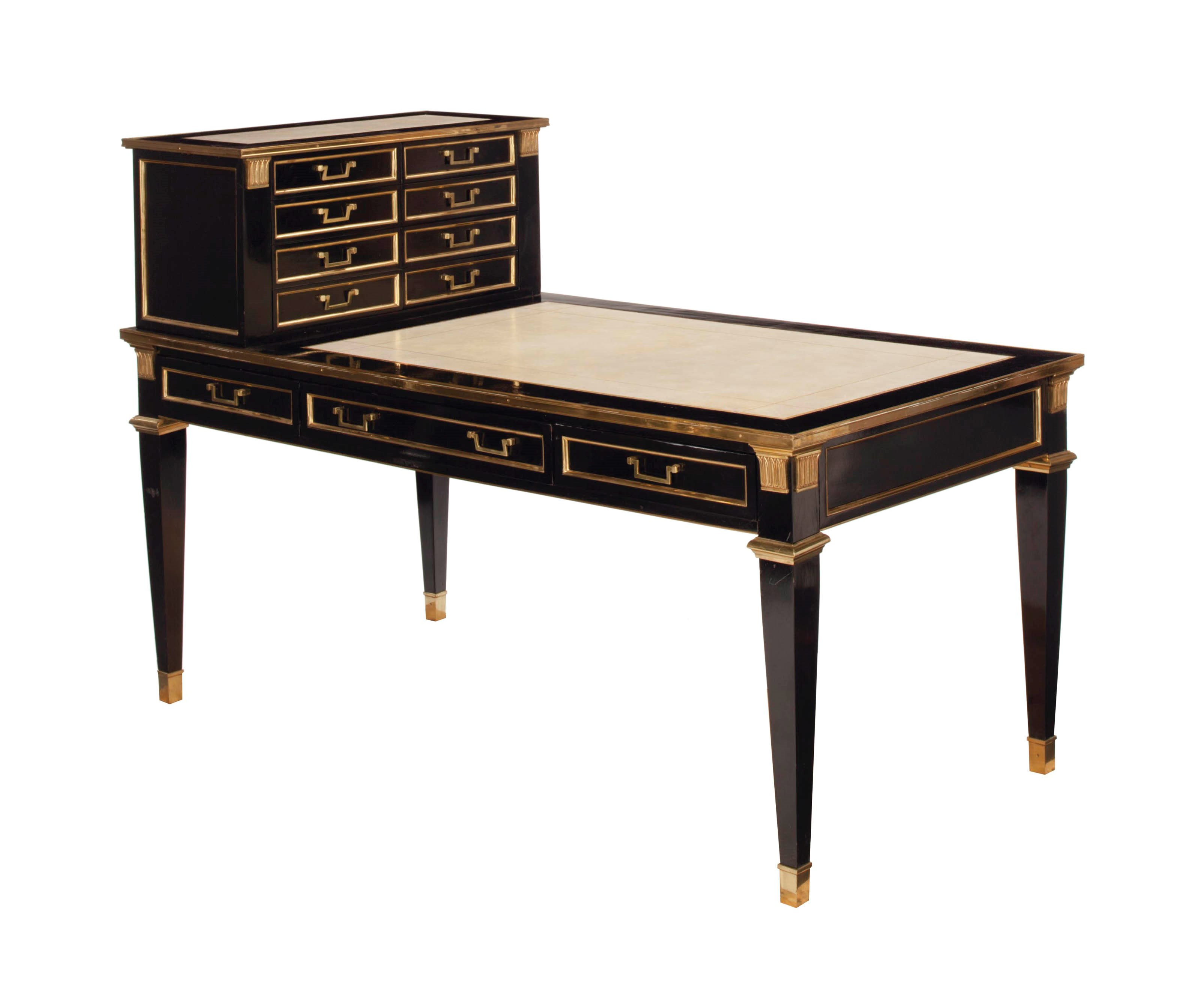 A FRENCH GILT-METAL-MOUNTED BLACK LACQUERED BUREAU CARTONNIER,
