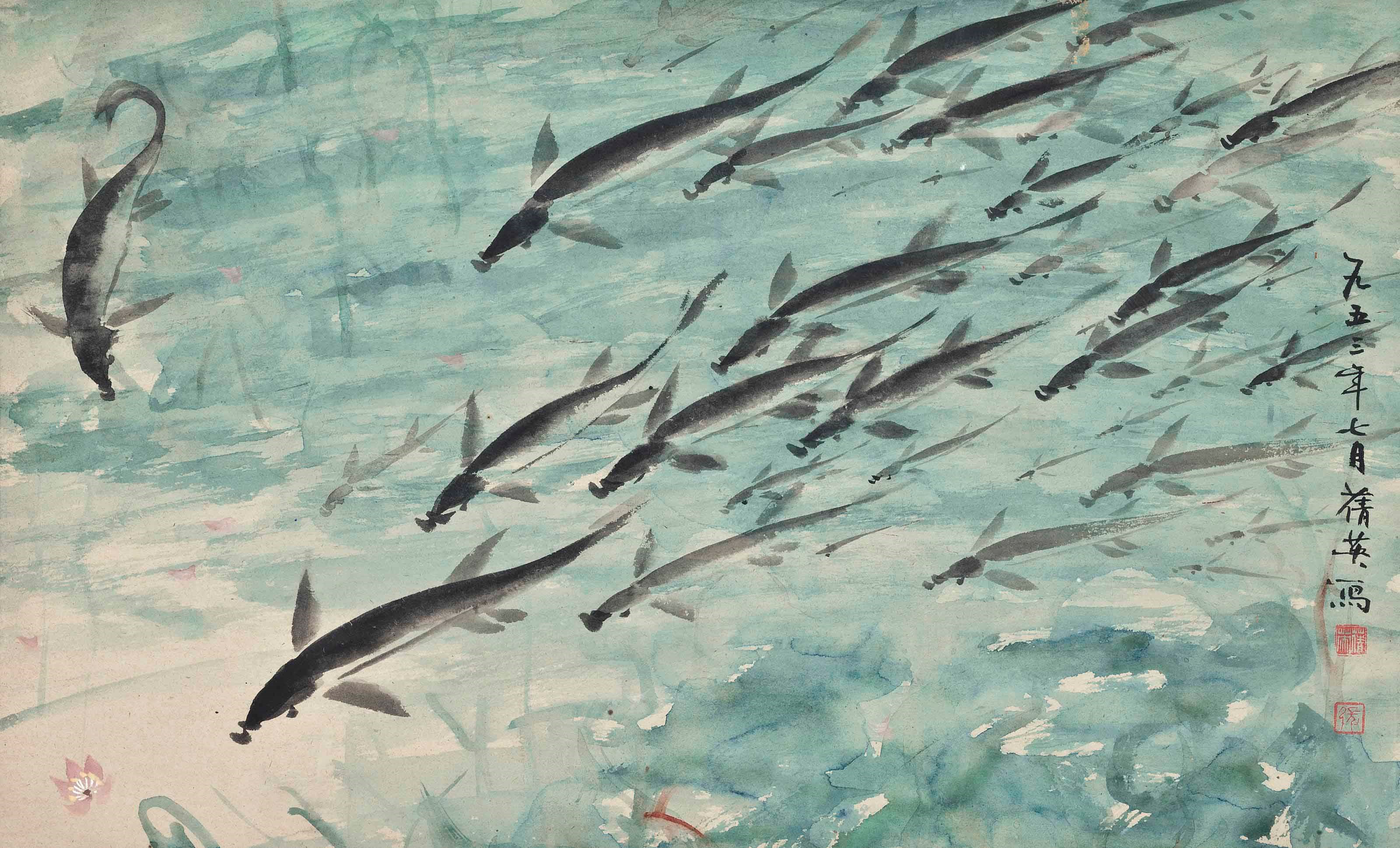 A CHINESE PAINTING OF FISH