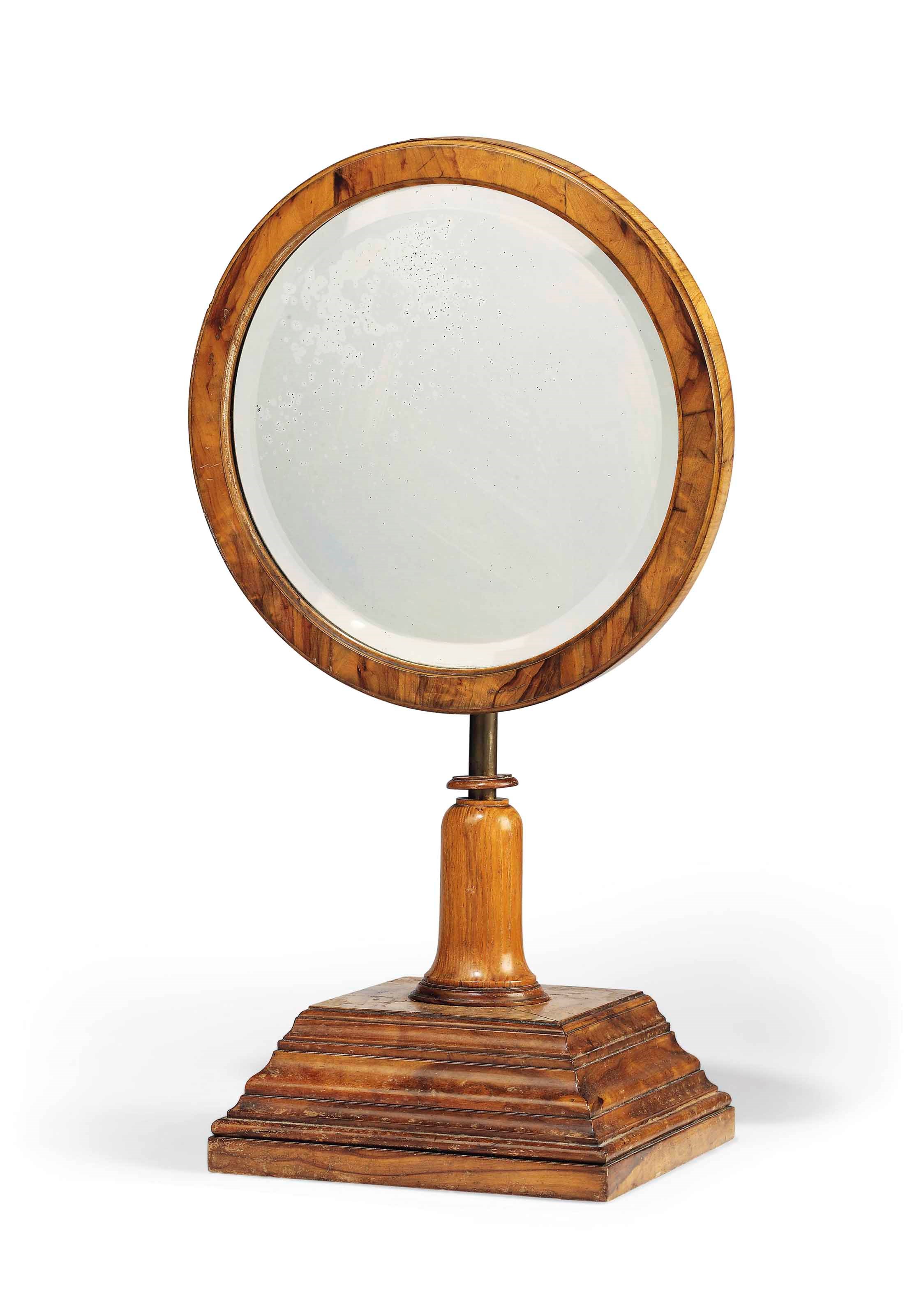 A VICTORIAN WALNUT TOILET MIRROR