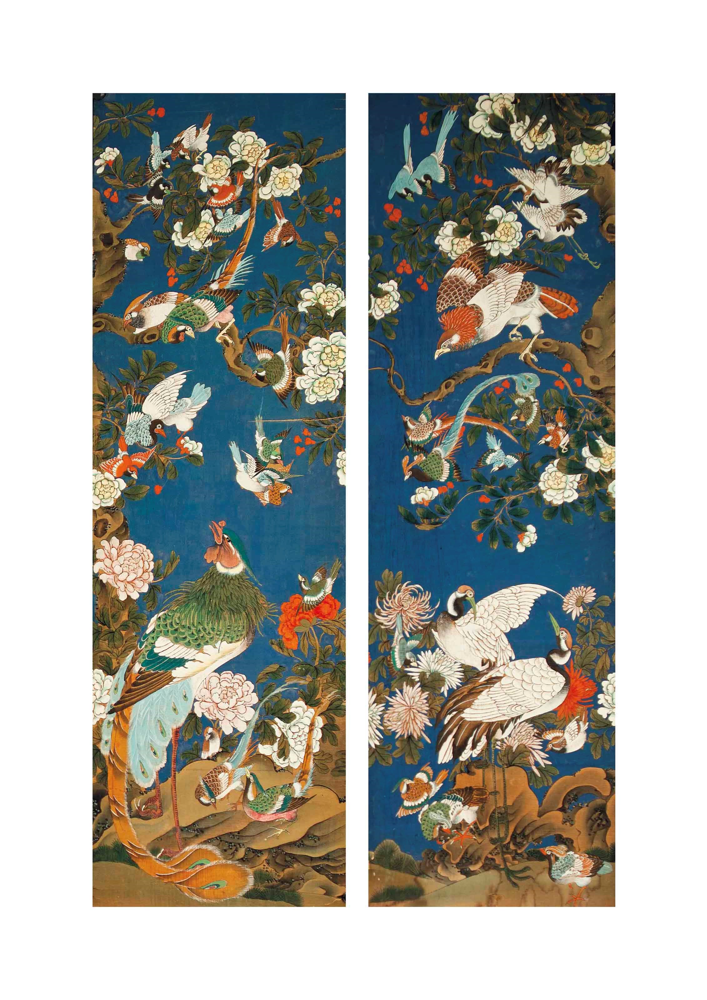 TWO CHINESE WALLPAPER PANELS