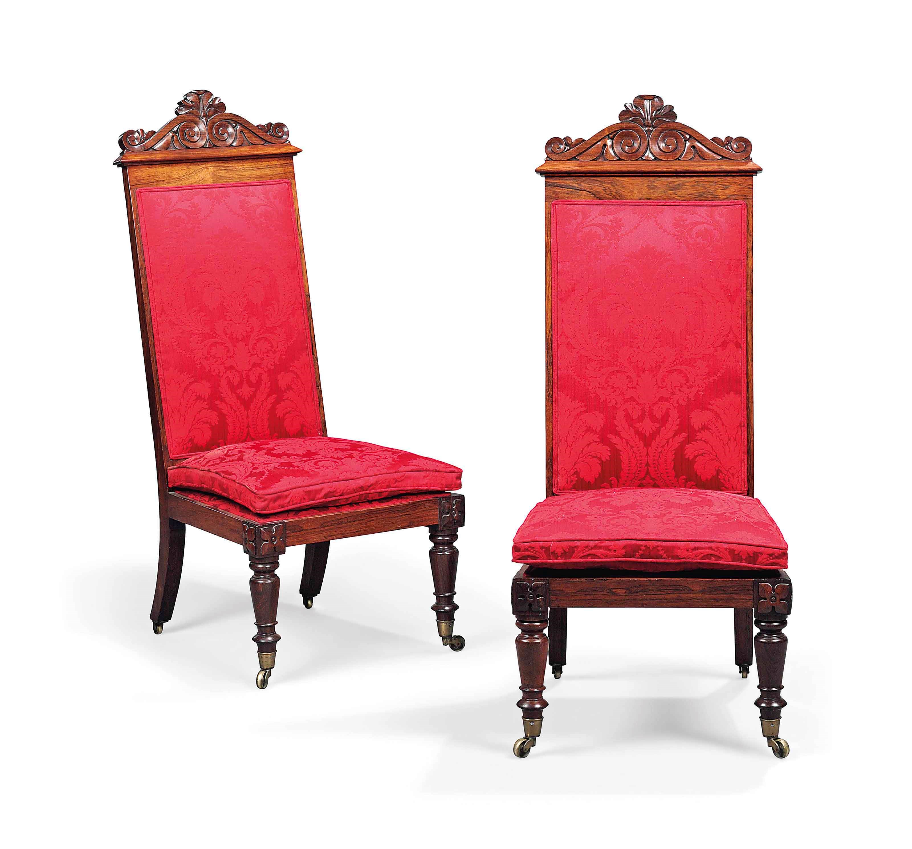 A PAIR OF WILLIAM IV ROSEWOOD SIDE CHAIRS